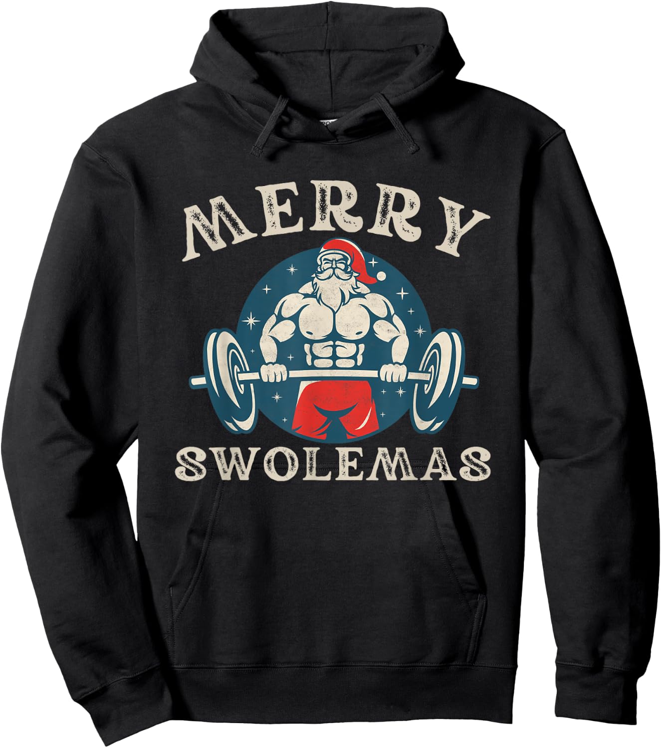 Merry Swolemas Funny bodybuilding Santa Christmas workout Hoodie - Hoodie | Black