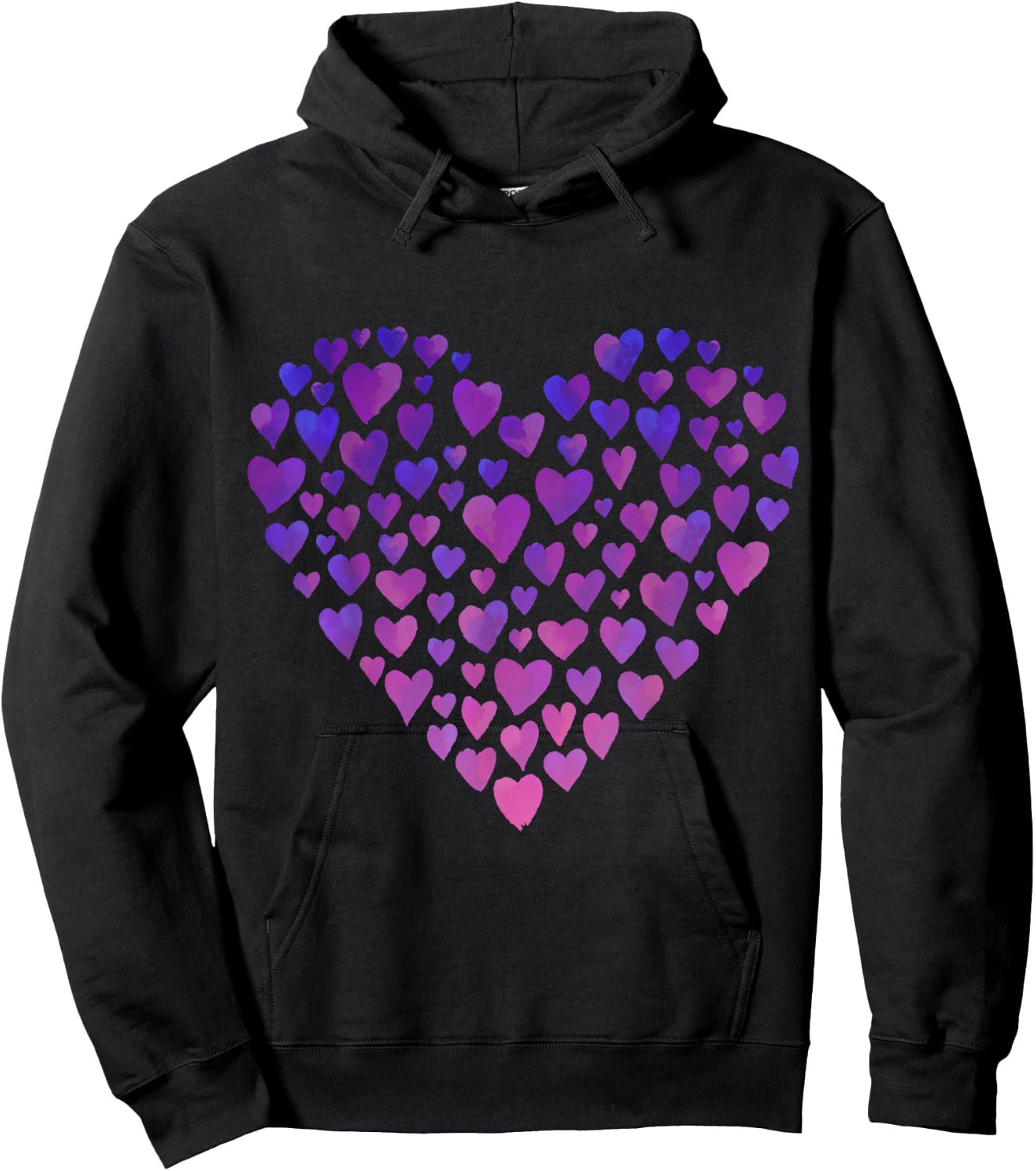 Purple and Pink Ombre Hearts Hoodie - Hoodie | Black