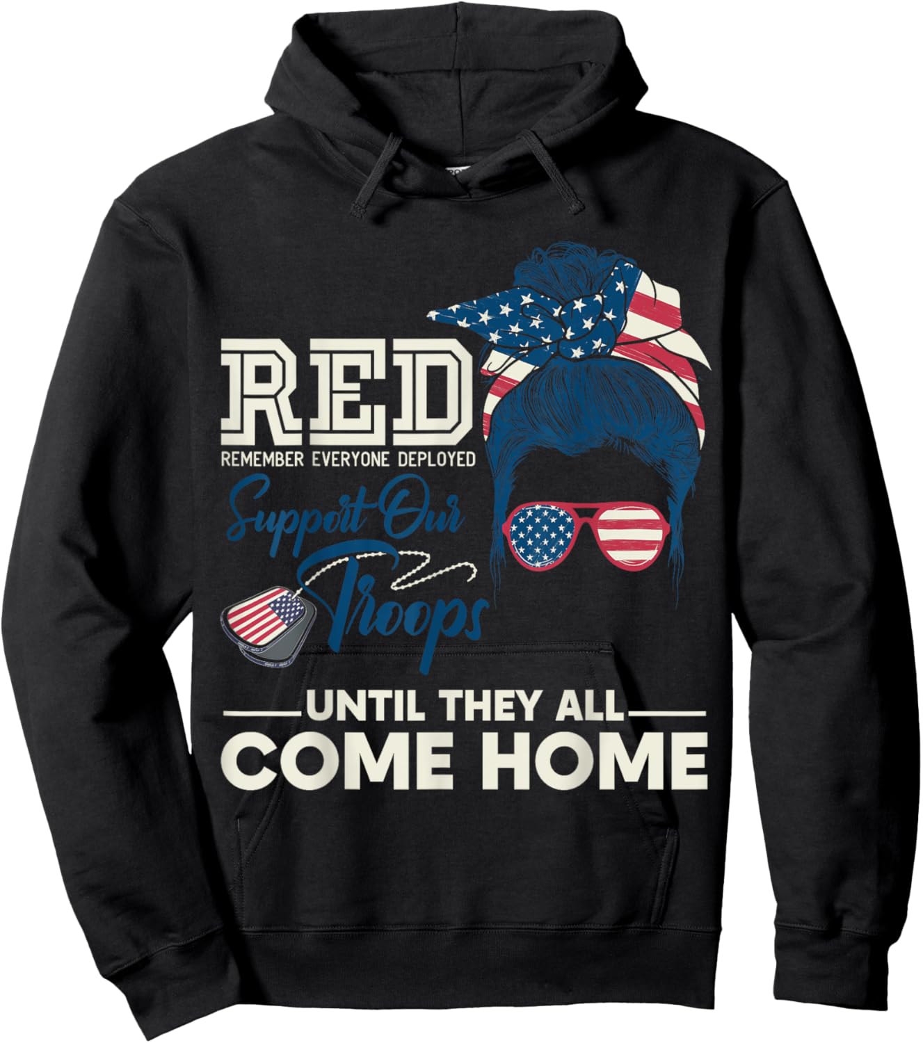 On Friday We Wear Red Friday Military Support Troops Hoodie - Hoodie | Black