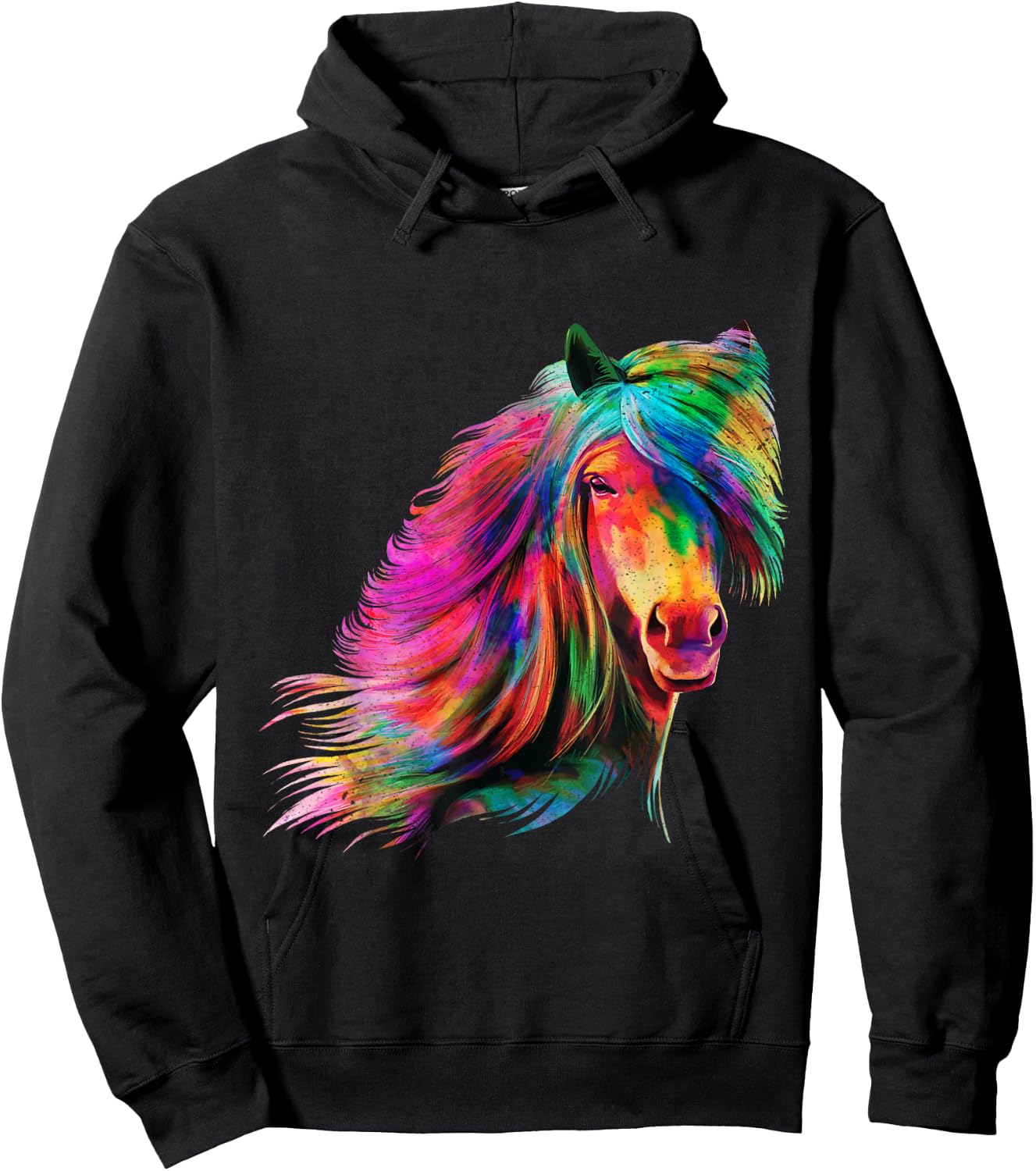 Horse Rainbow Watercolour Artistic Horse Design Hoodie - Hoodie | Black