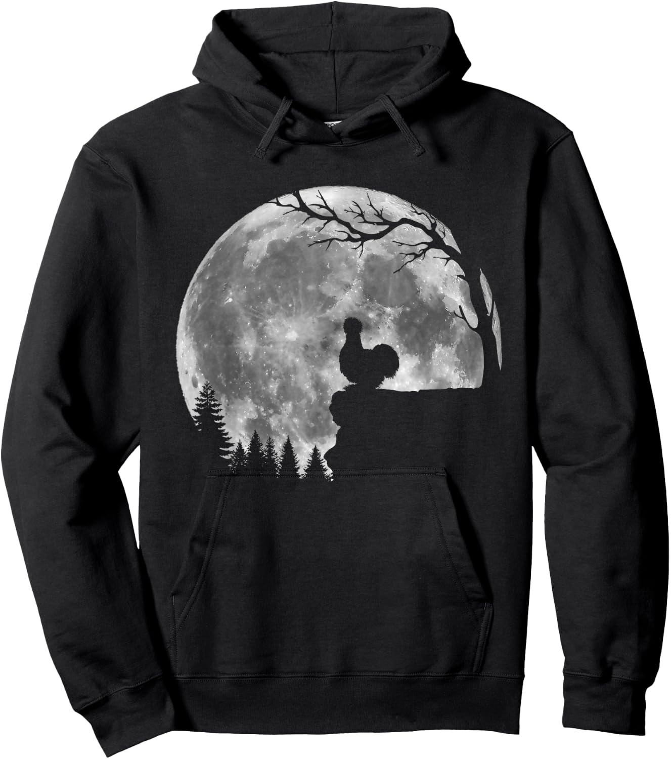 Silkie Chicken Moon Silhouette Funny Lazy Halloween Costume Hoodie - Hoodie | Black