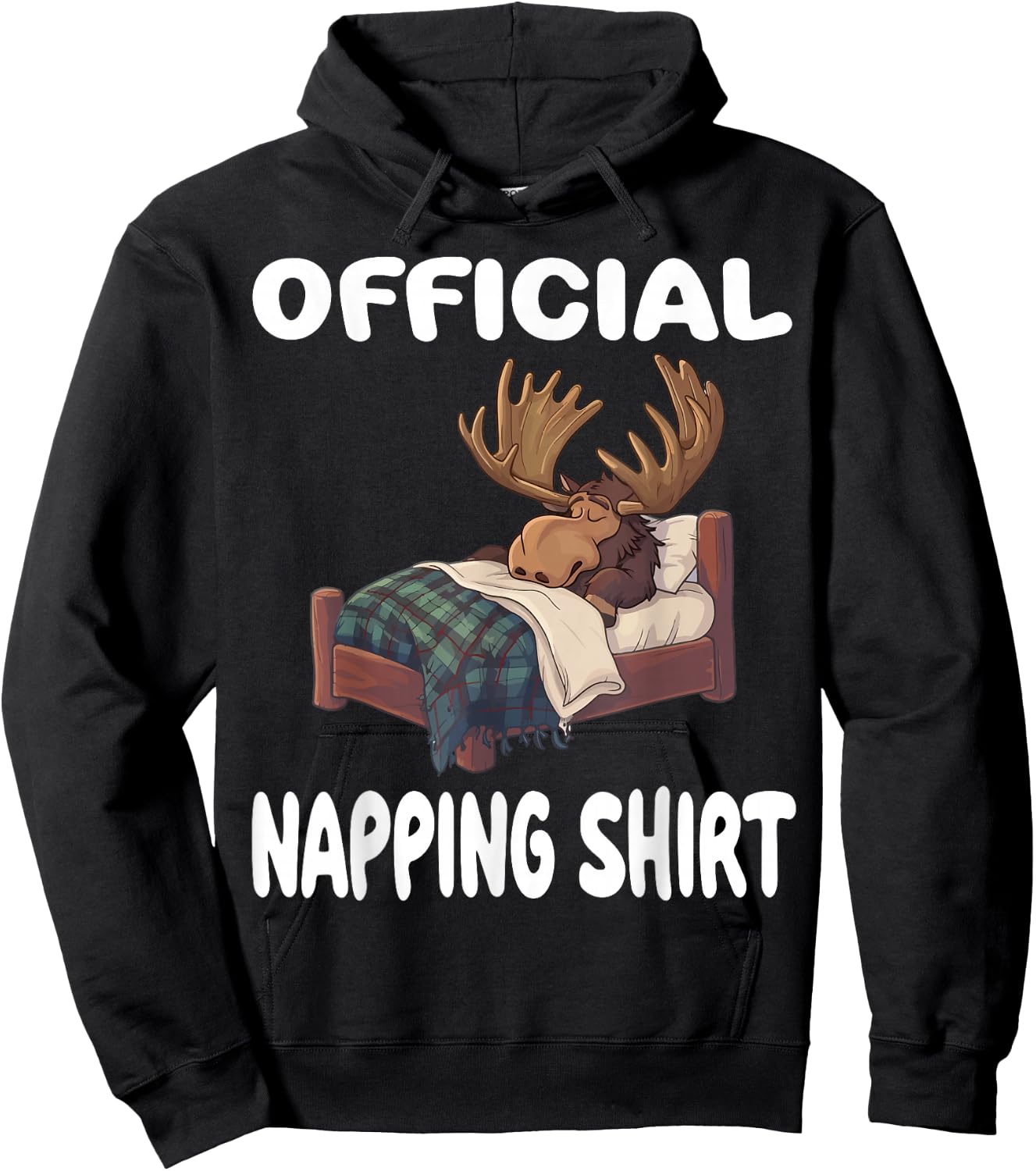 Moose Official Napping Shirt Pajamas Nightgown Hoodie - Hoodie | Black