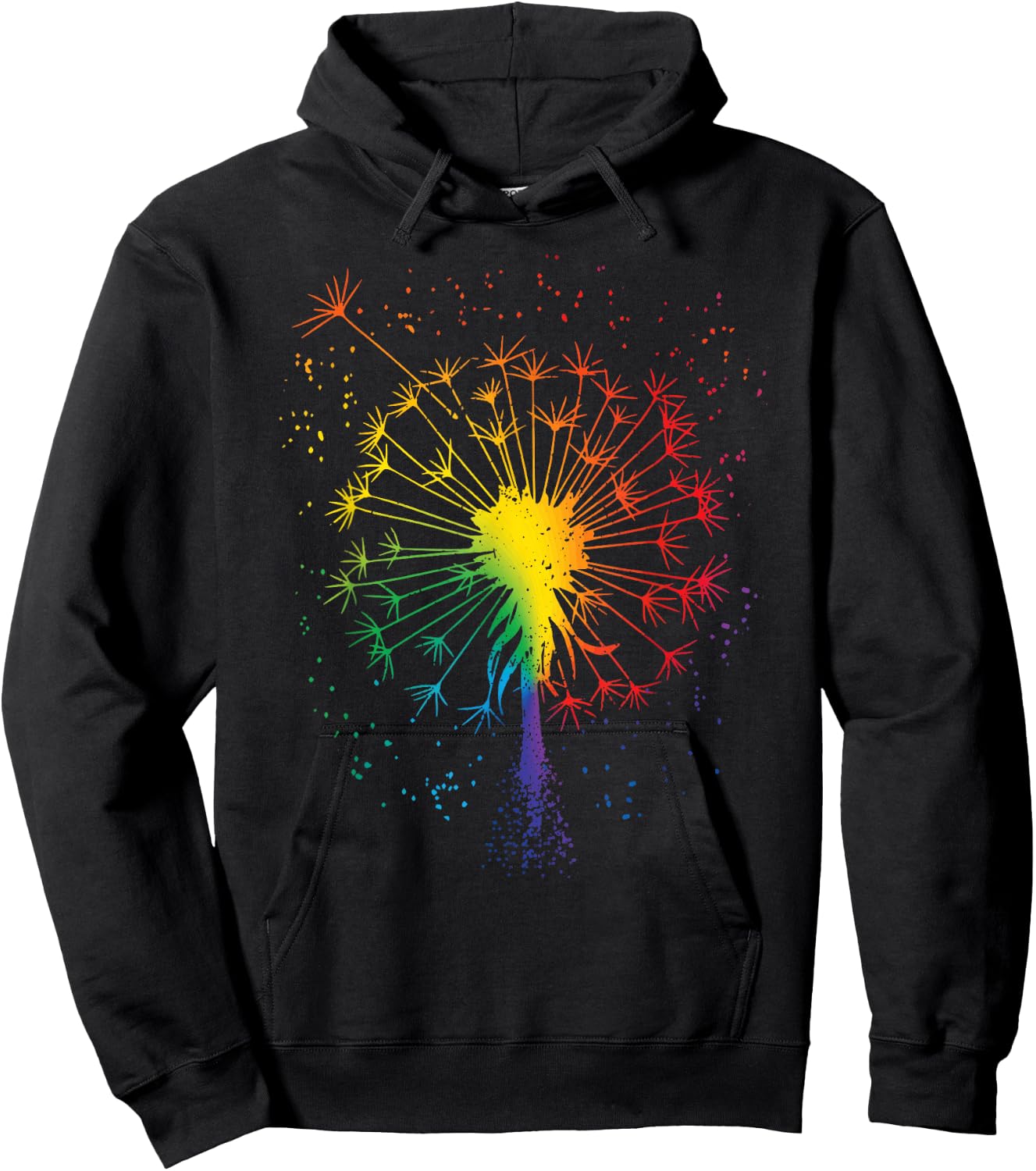 Just Dandelion Dandelion Garden Breathe Rainbow Flower Hoodie - Hoodie | Black