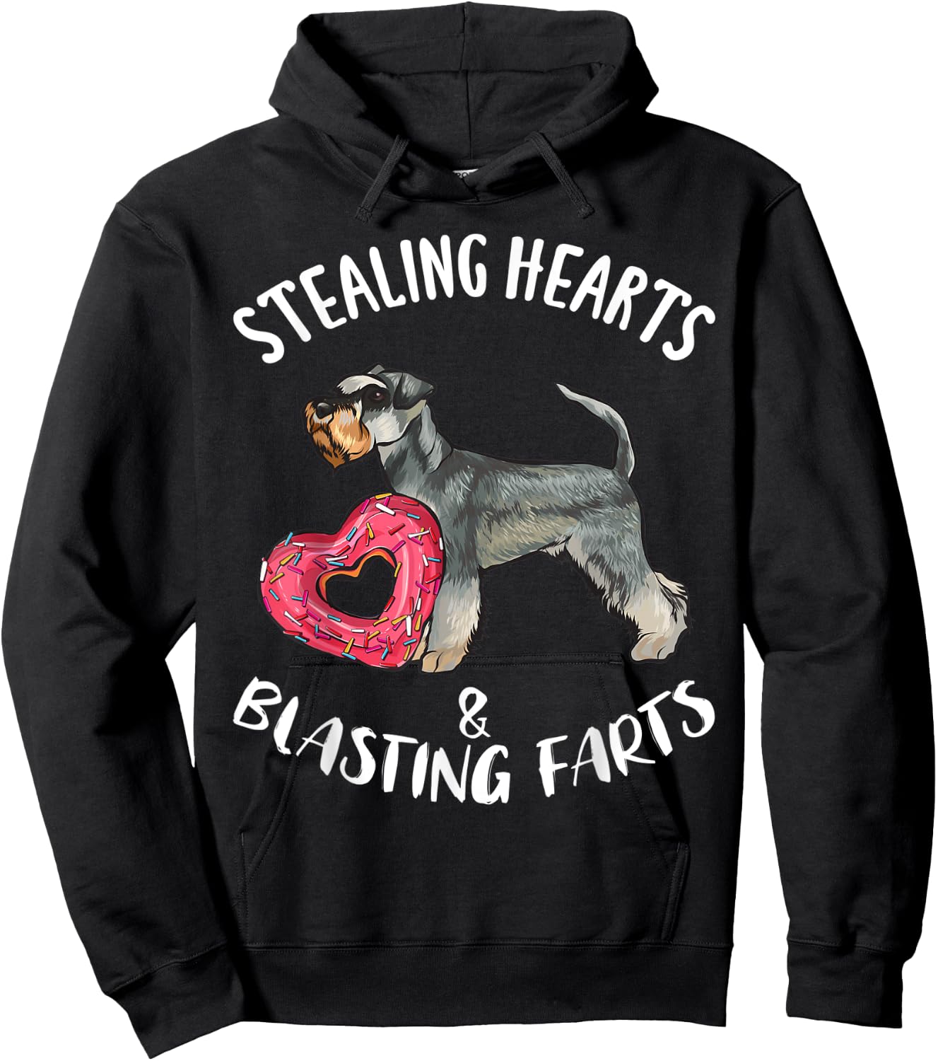 Stealing Hearts Blasting Farts Miniature Schnauzer Dog Men Women Kids Hoodie - Hoodie | Black