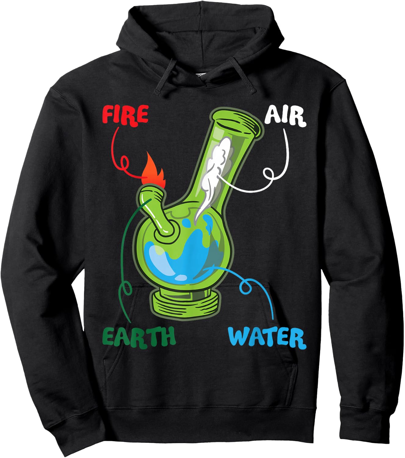 Bong Elements Fire Water Air Earth Cannabis Anatomy Fun Hoodie - Hoodie | Black