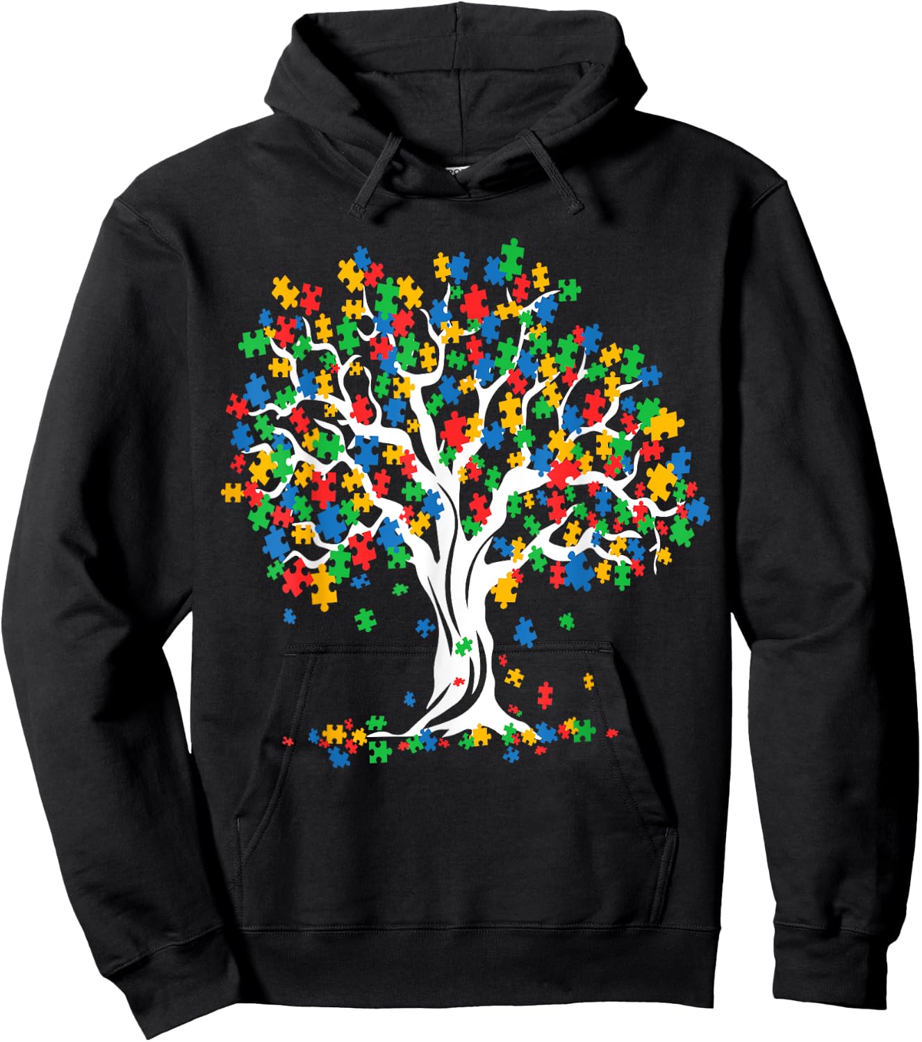 Tree Of Life Autism Awareness Month Funny ASD Supporter Gift Hoodie - Hoodie | Black