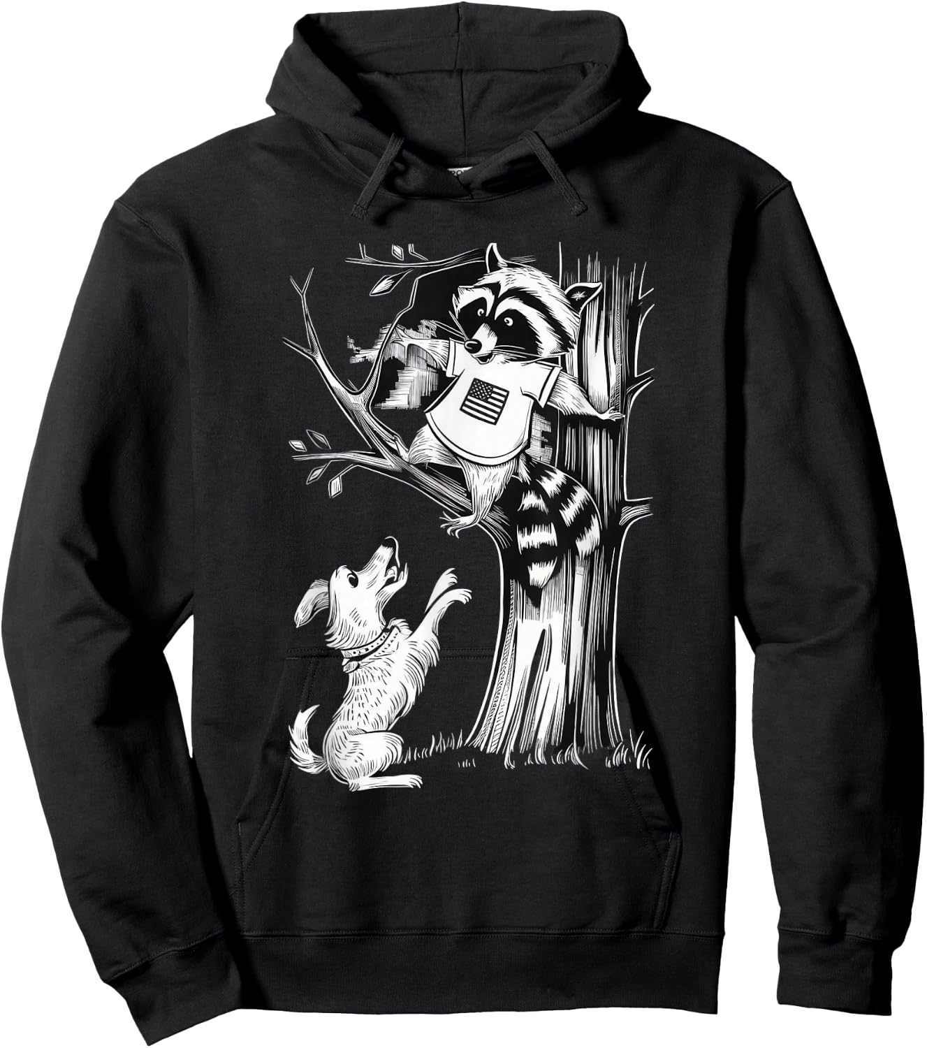 Patriotic Coon Hunting Dogs American Flag men women Hoodie - Hoodie | Black