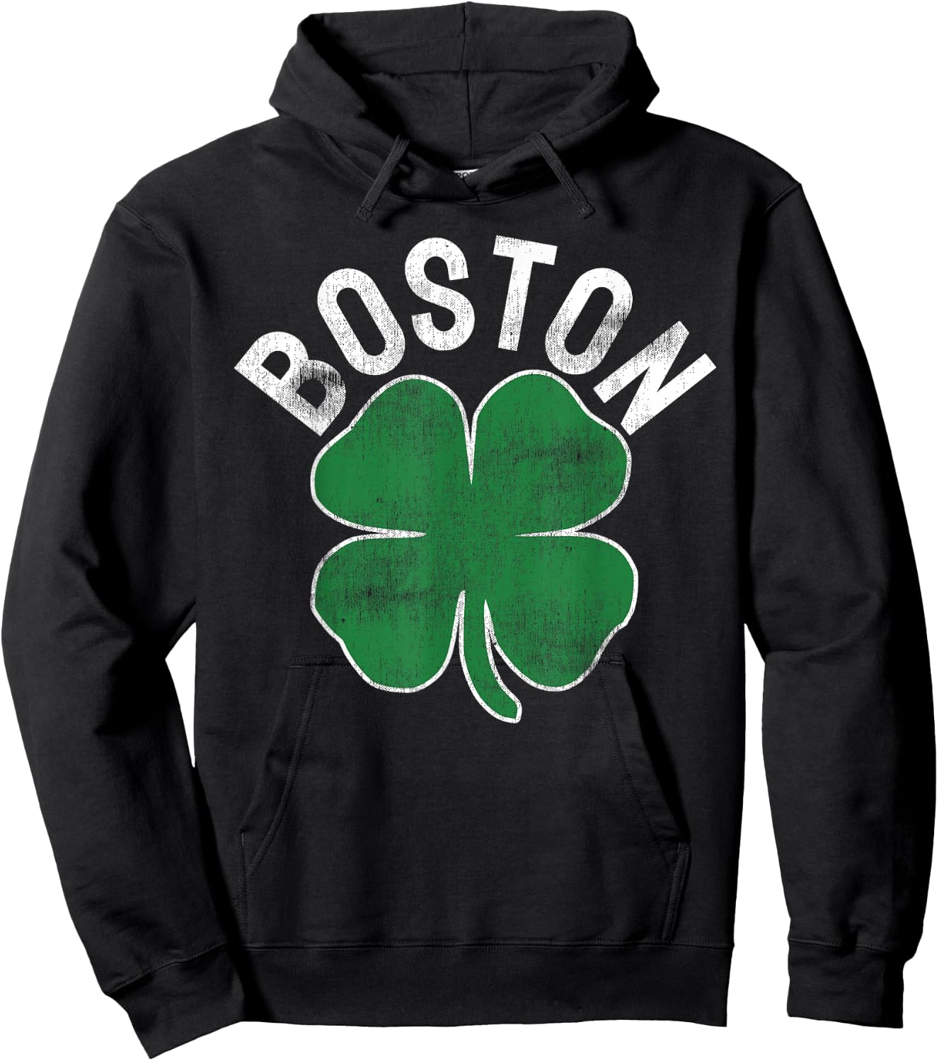 Shamrock Massachusetts Boston ST Patricks Day Irish Green Hoodie - Hoodie | Black