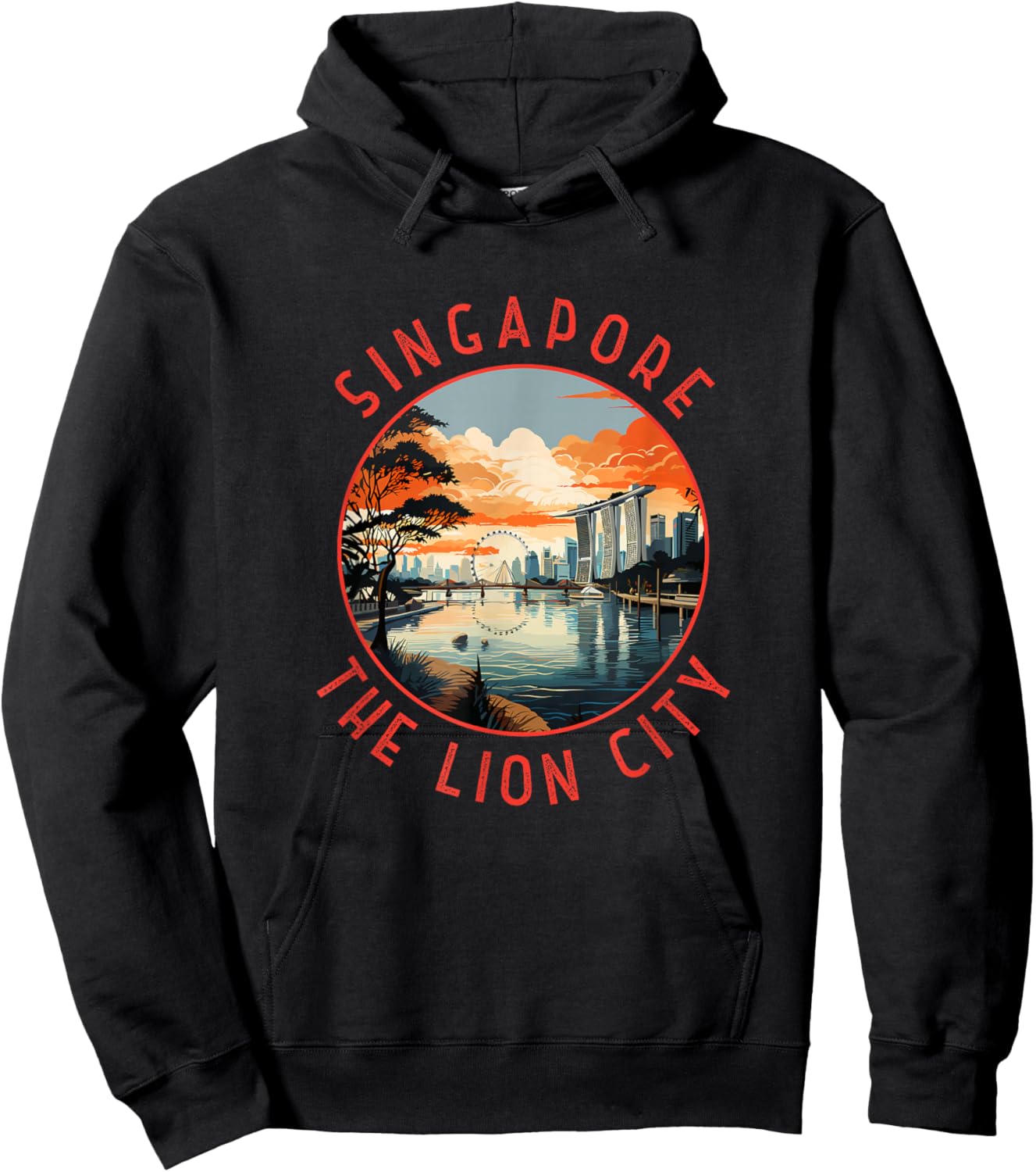 Singapore Retro Distressed Circle Retro Hoodie - Hoodie | Black