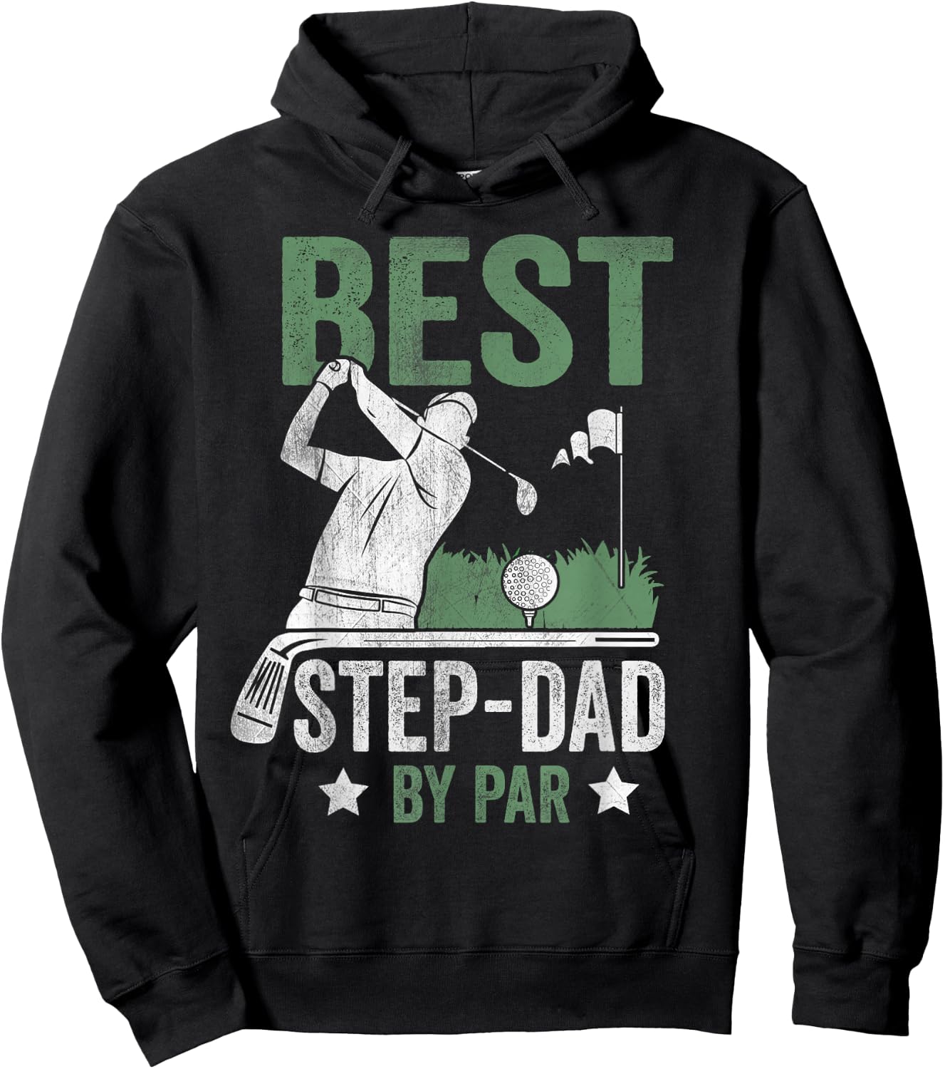 Best Step-Dad By Par Father's Day Golf Gift Hoodie - Hoodie | Black