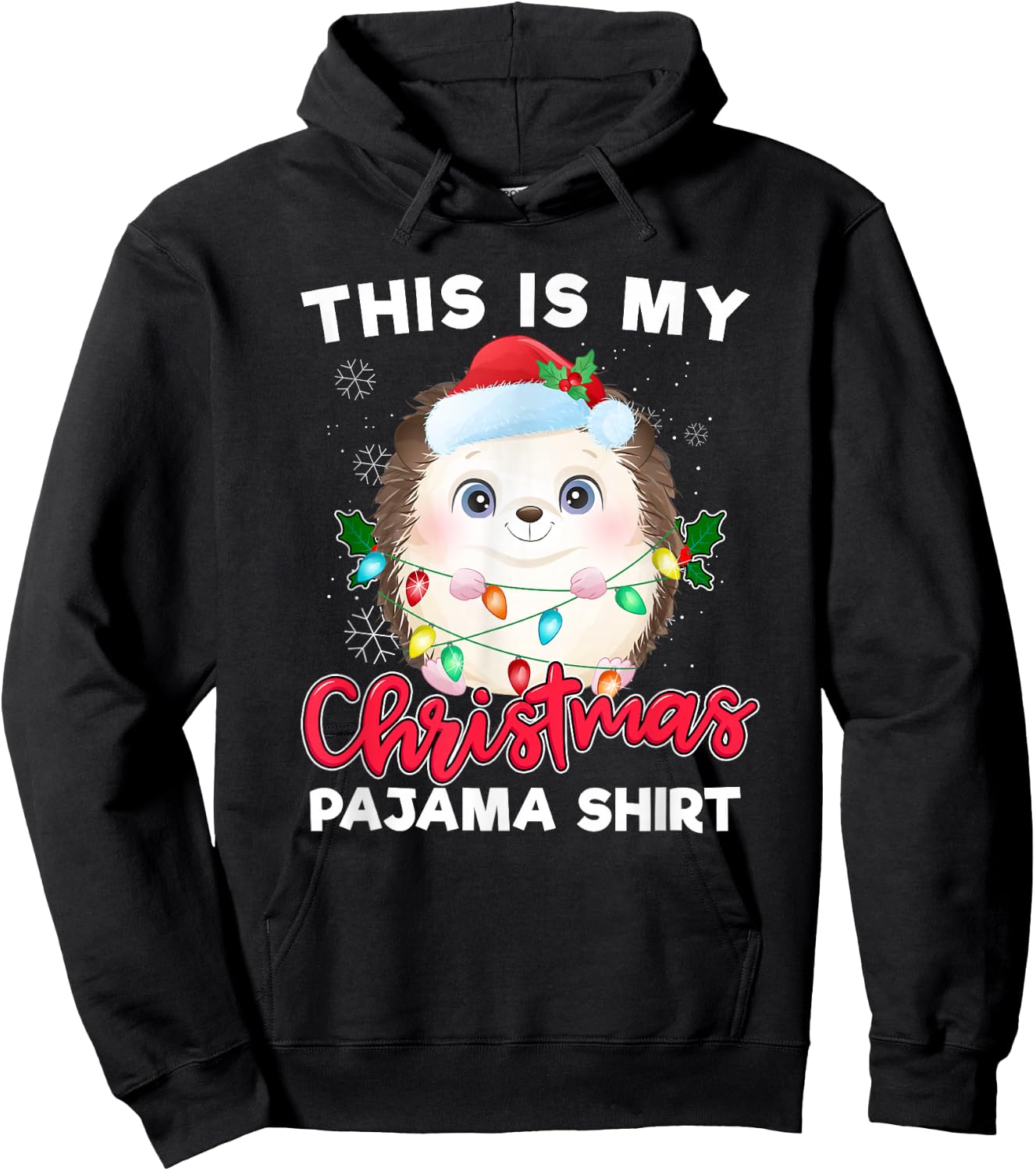 Hedgehog Christmas Pajama Santa Hedgehog Lover Hoodie - Hoodie | Black