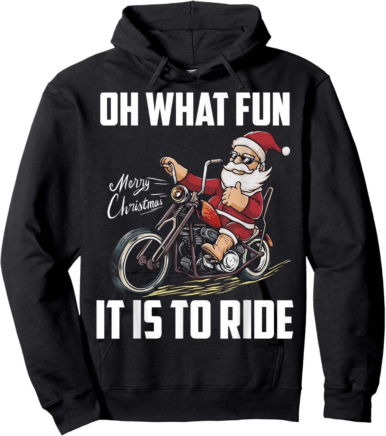 Santa Claus Driving Motorcycle Biker Christmas Motorcyclist Hoodie - Hoodie | Black