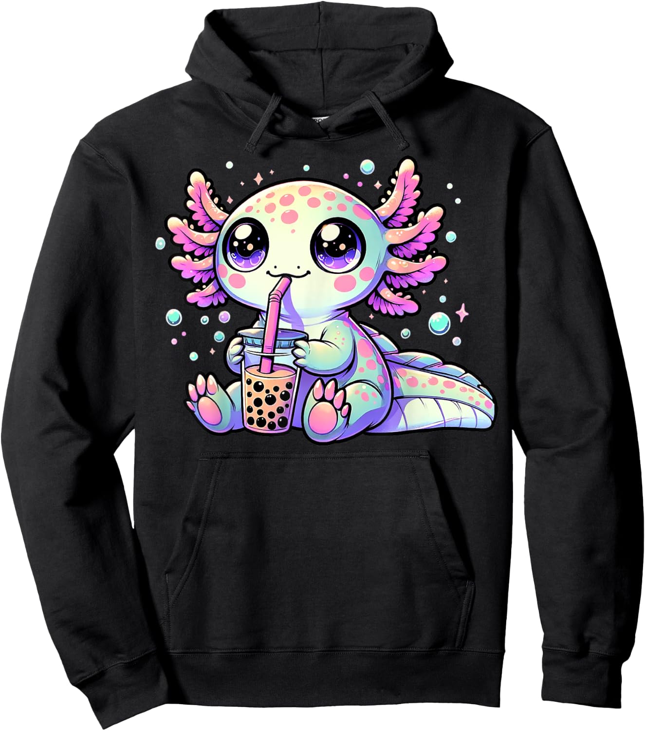 Axolotl Bubble Boba Tea Kawaii Anime Gifts Women, Men, Kids Hoodie - Hoodie | Black