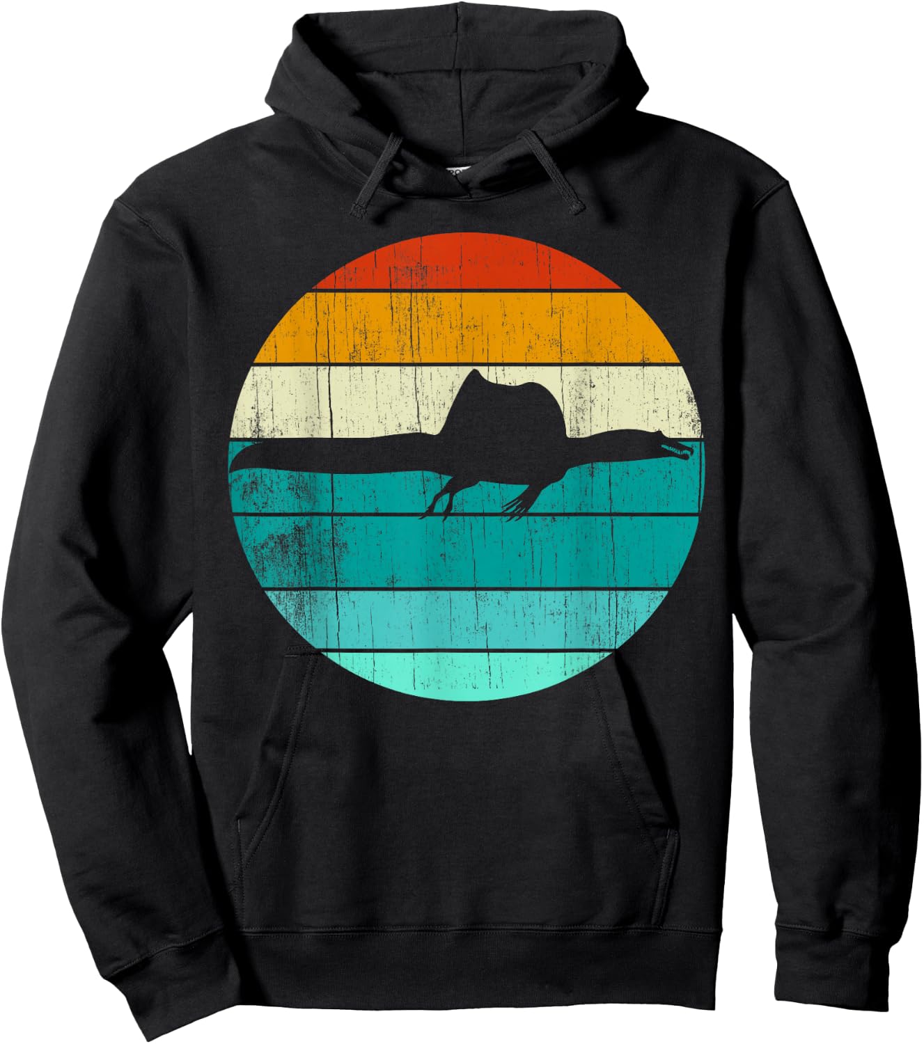 Spinosaurus Vintage Retro Sunset - Dinosaur Lover Hoodie - Hoodie | Black