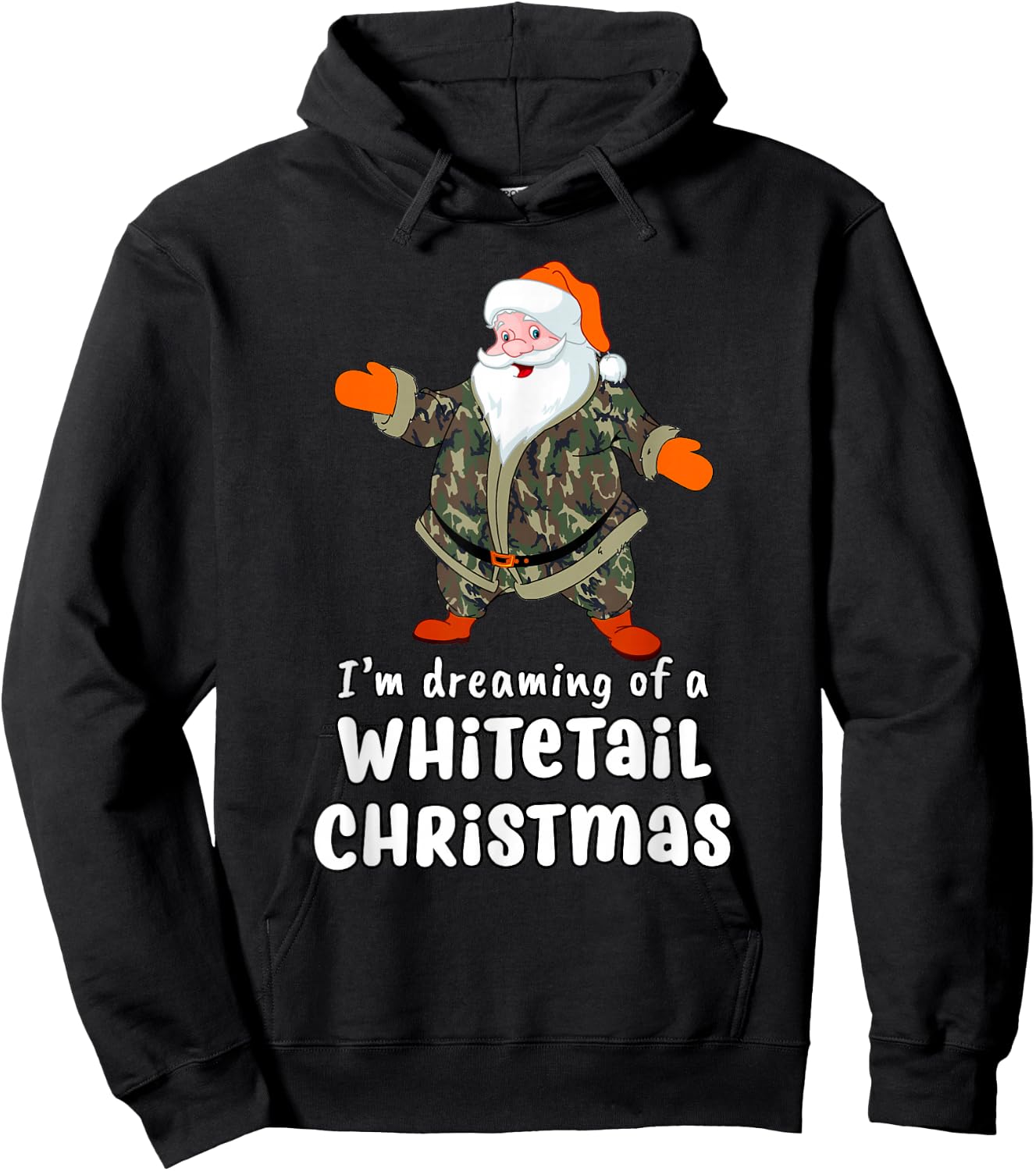 Deer Hunting Whitetail Christmas Camo Santa Hoodie - Hoodie | Black