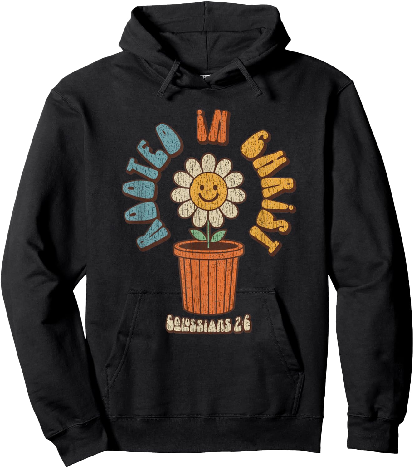 Vintage Retro Christian Rooted In Christ Col 2:6 Bible Verse Hoodie - Hoodie | Black
