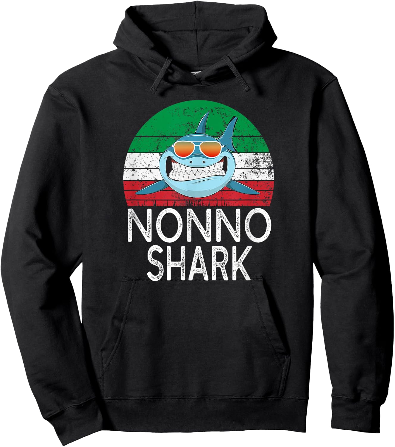 Nonno Shark Italian Grandpa Funny Vintage Hoodie - Hoodie | Black