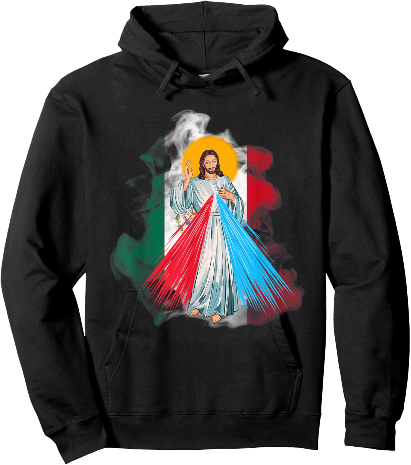 Mercy of JESUS CHRIST with the flag of Mexico. Christian Hoodie - Hoodie | Black