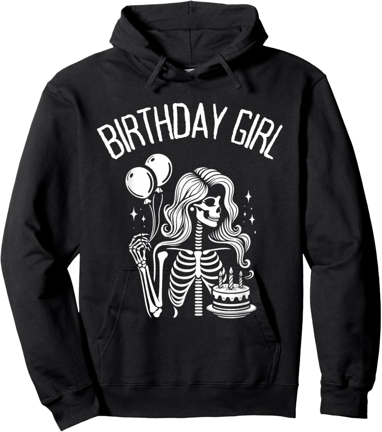 Birthday Girl Cute Gothic Skeleton Women Hoodie - Hoodie | Black