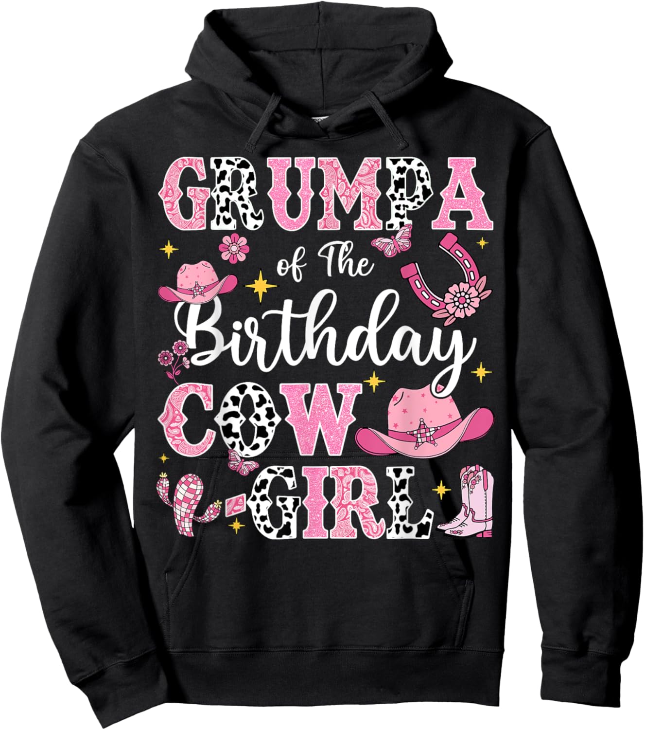 Grumpa Of The Birthday Cow-Girl Rodeo Cow Girl Birthday Hoodie - Hoodie | Black