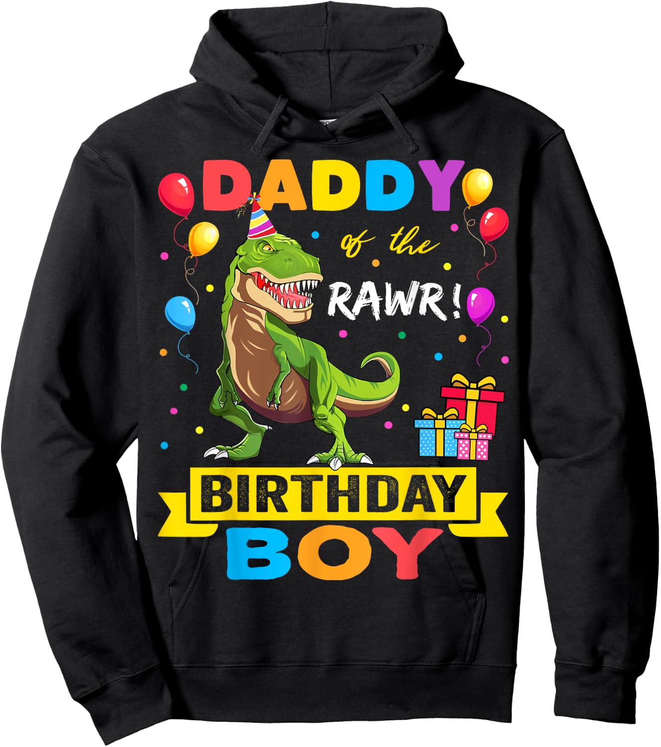 Daddy Dinosaur Shirt Funny Cute Birthday Boy Family Apparel Hoodie - Hoodie | Black