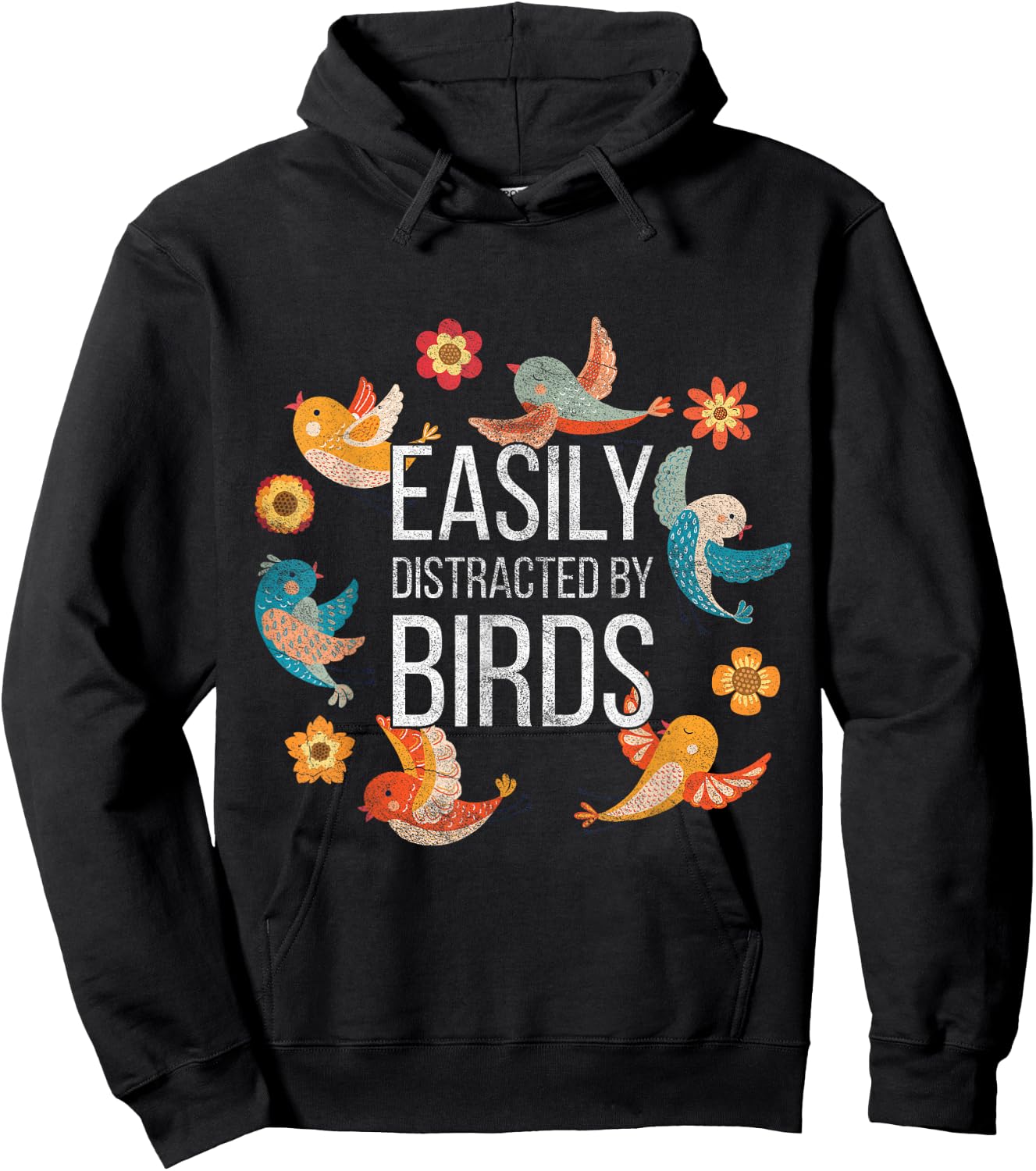 Easily Distracted By Bird Hoodie - Hoodie | Black