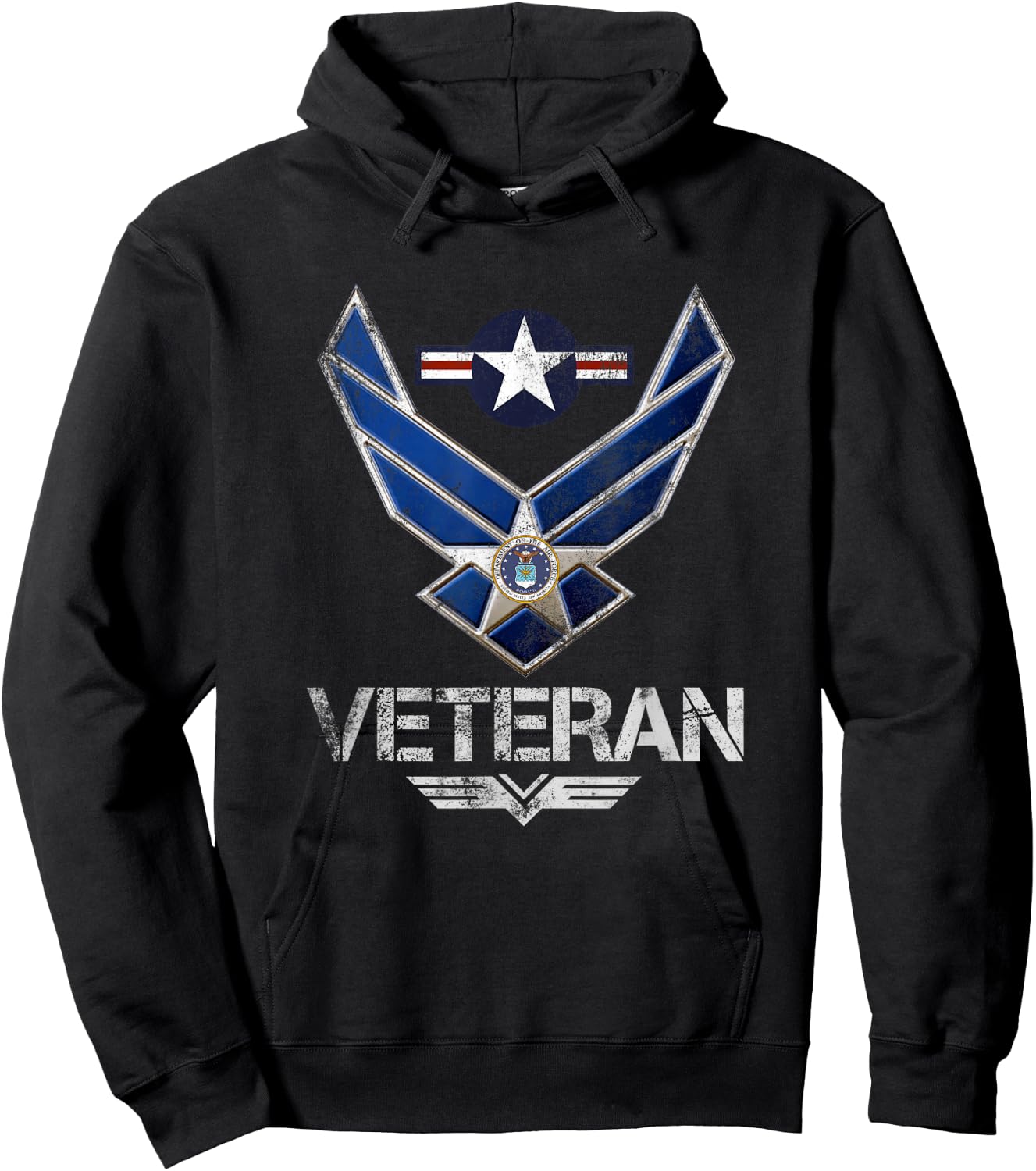 U.S Air Force Veteran USAF Flag Vintage Veterans Day Gift Hoodie - Hoodie | Black