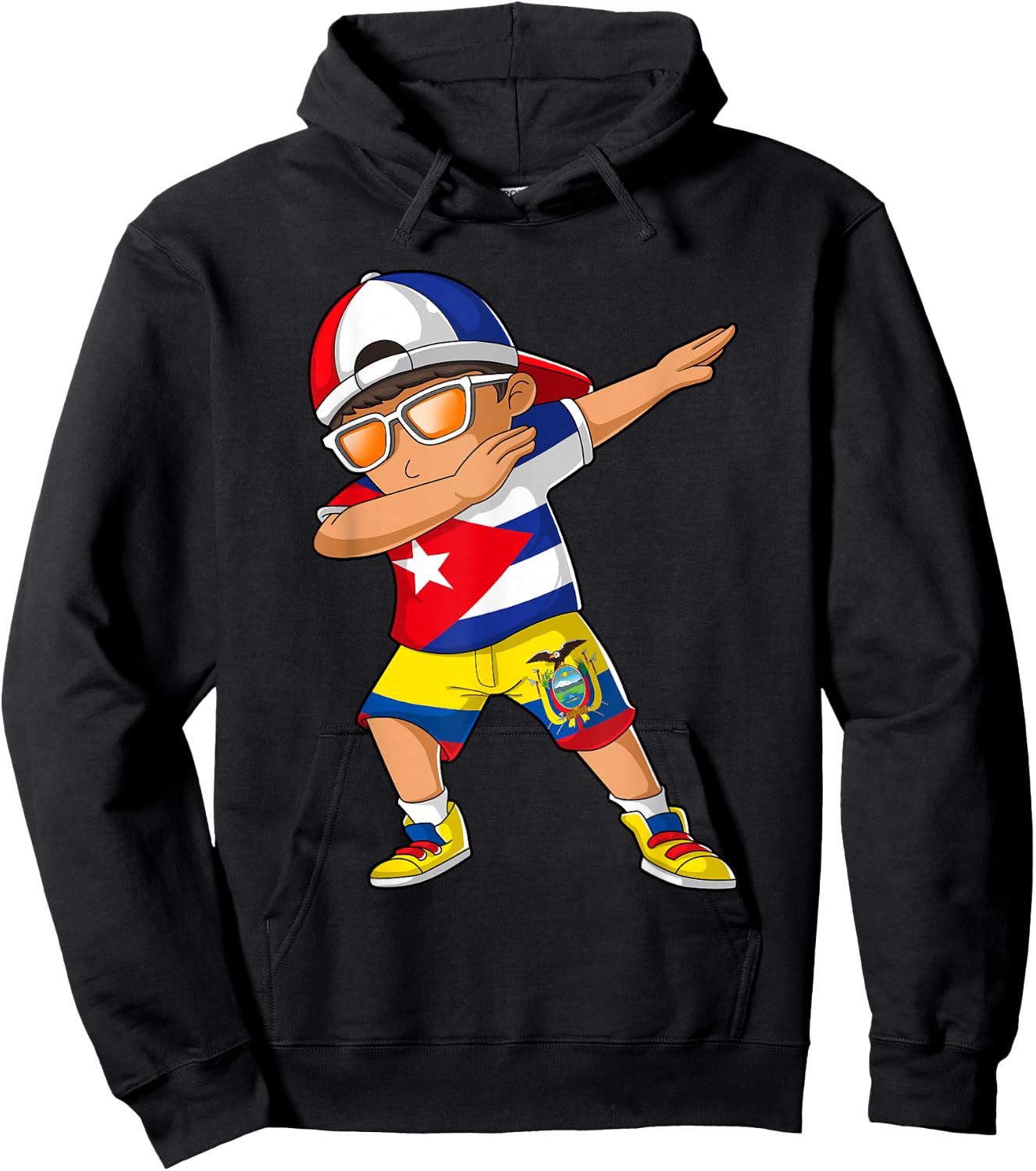 Half Cuban Half Ecuadorian Boy Kid Cuba Ecuador Flag Hoodie - Hoodie | Black