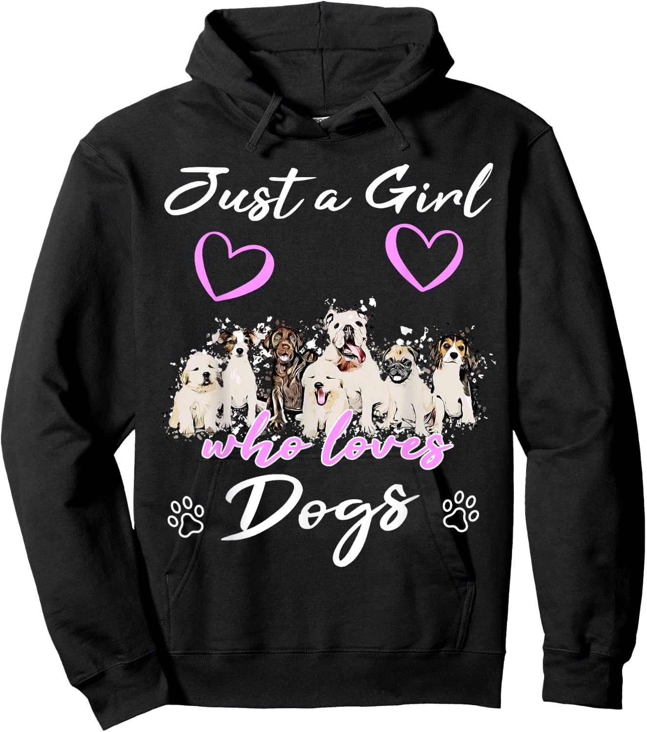 Just a girl who loves Dogs Funny Puppy Cartoon Dog Hoodie - Hoodie | Black