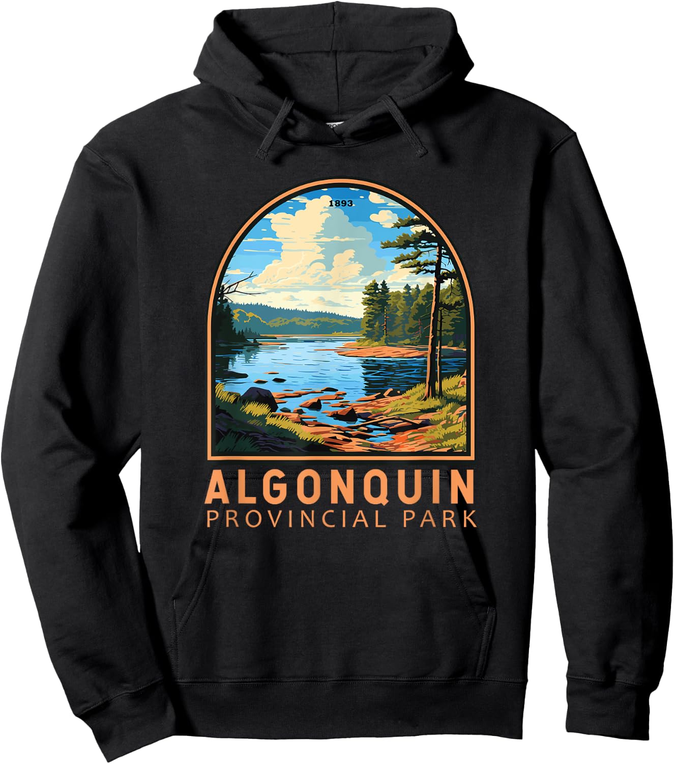 Algonquin Provincial Park Canada Vintage Emblem Hoodie - Hoodie | Black