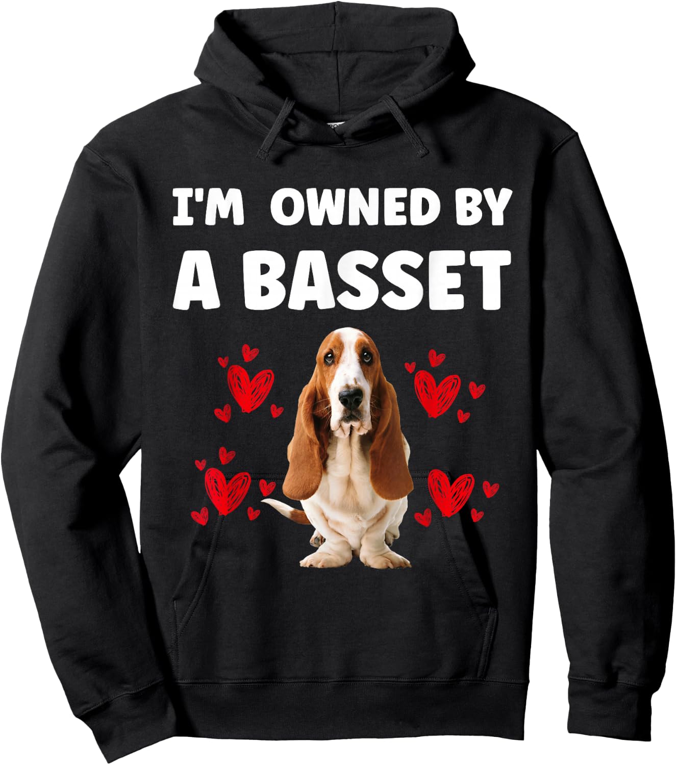 I Am Owned by a Basset Hound Dog Hoodie - Hoodie | Black