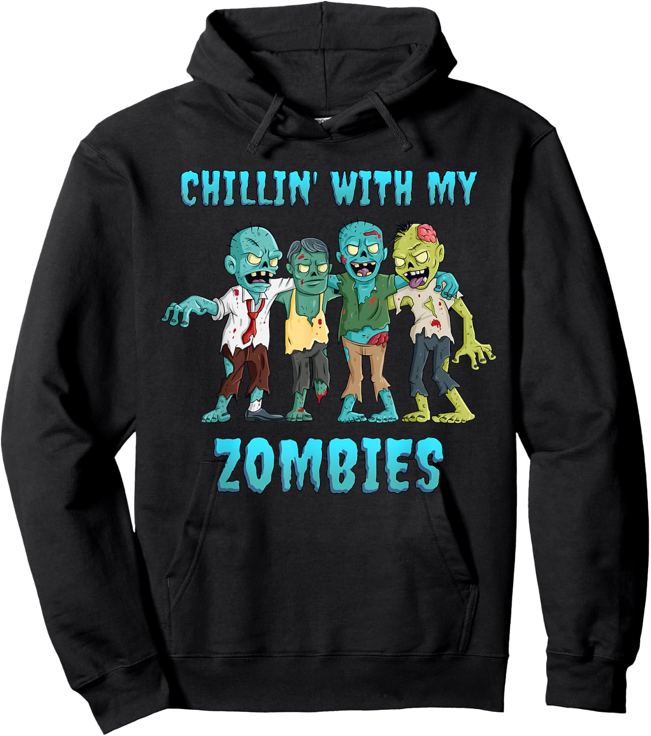 Halloween Chillin With My Zombies Boys Girls Kids Funny Hoodie - Hoodie | Black