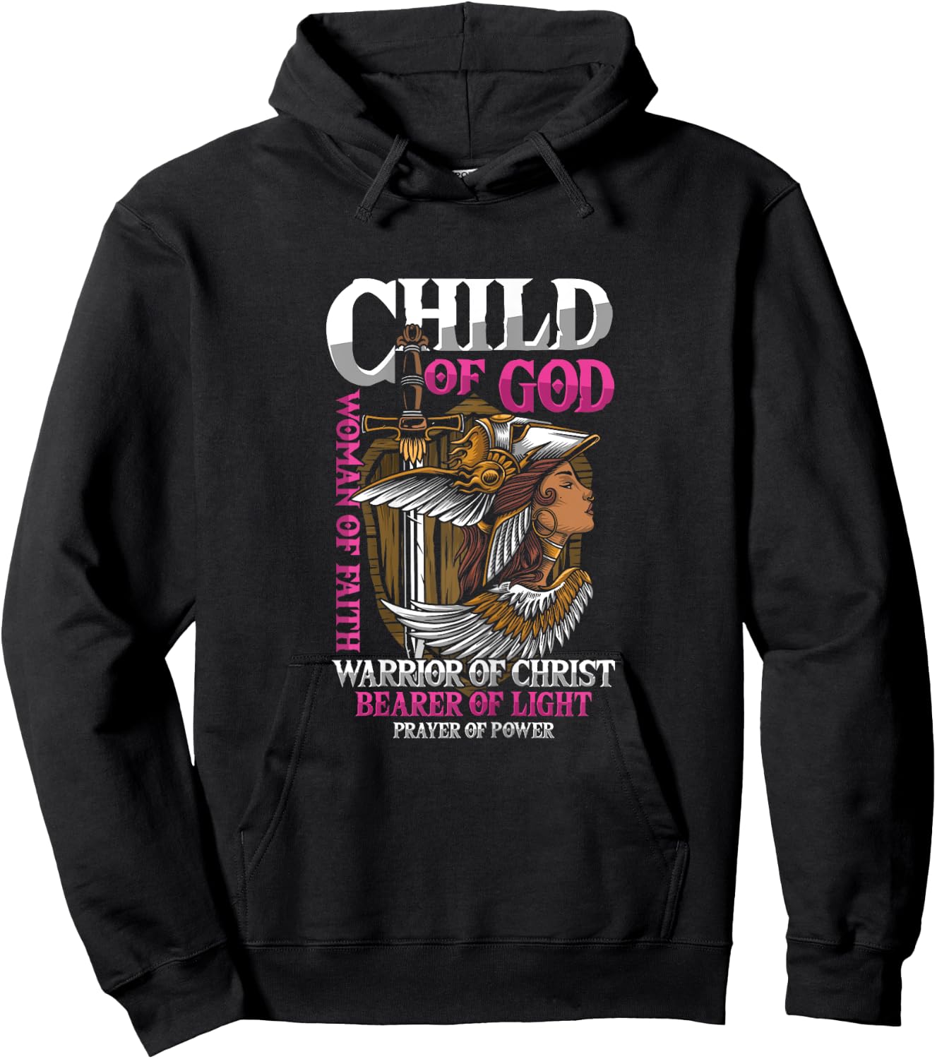 Girl Warrior God Faith Christ Prayer Sword Gift Hoodie - Hoodie | Black