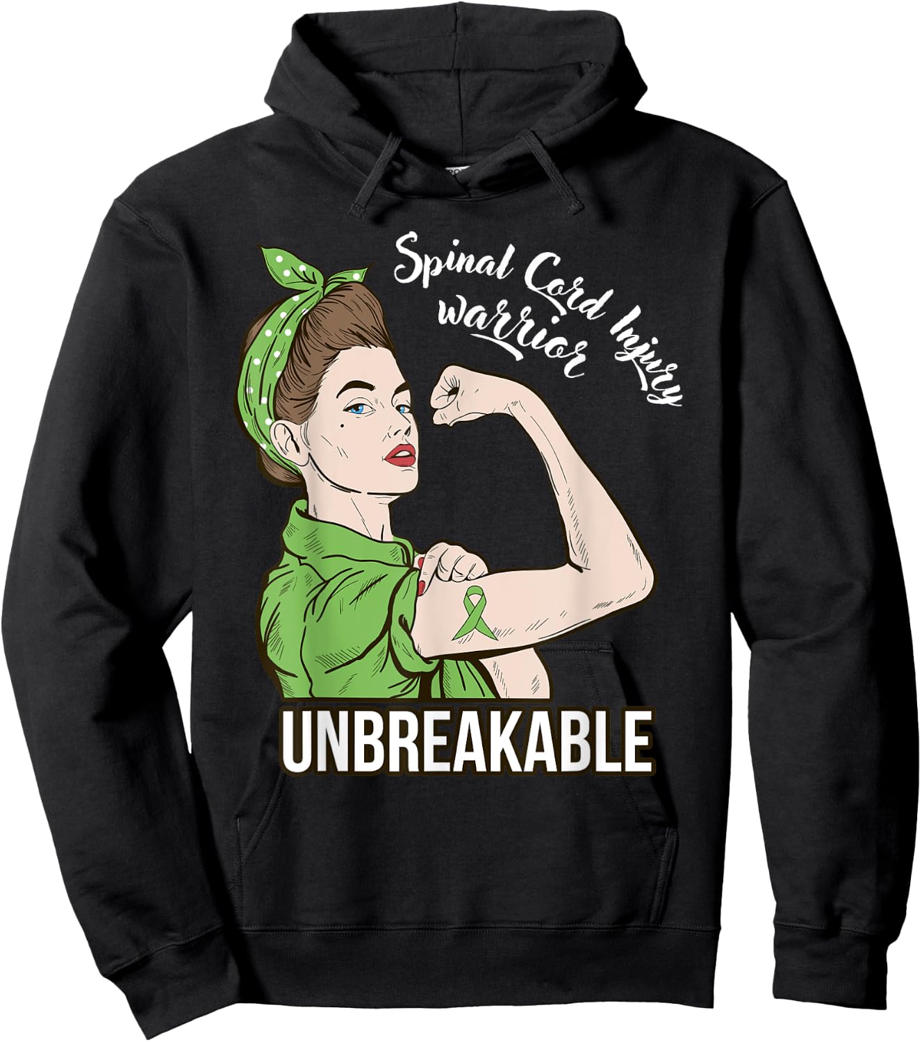 Spinal Cord Injury Awareness Warrior Unbreakable Her Support Hoodie - Hoodie | Black