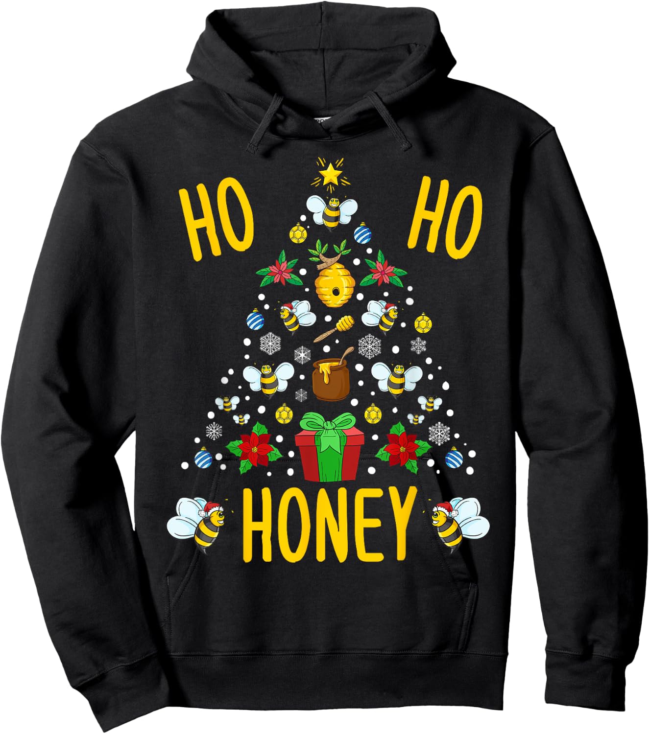 Ho Ho Honey Bees Beekeeping Christmas Beekeeper Gift Hoodie - Hoodie | Black