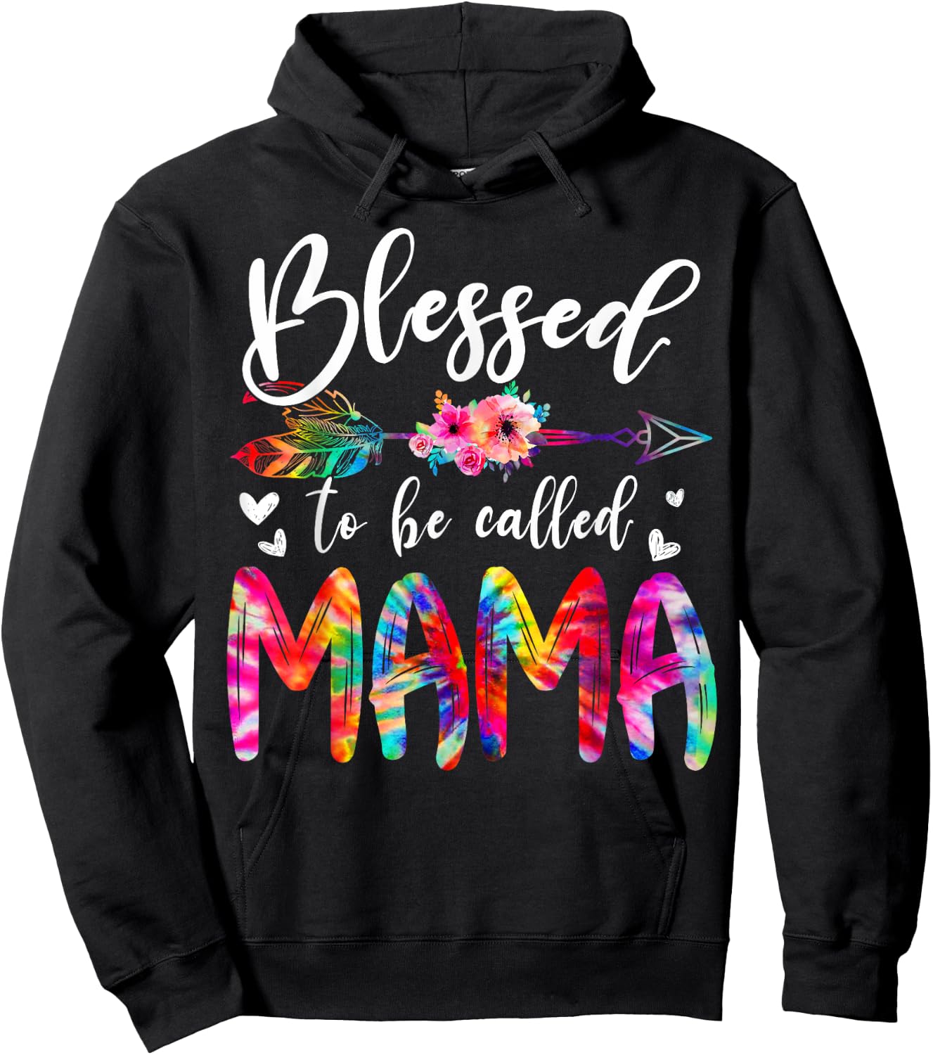 Blessed To Be Called Mom & Mama Floral Tie Dye Mother's Day Hoodie - Hoodie | Black