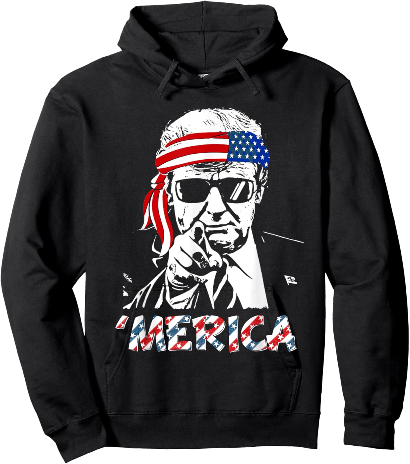 'MERICA TRUMP Happy 4th Of July Trump American Flag Men Hoodie - Hoodie | Black