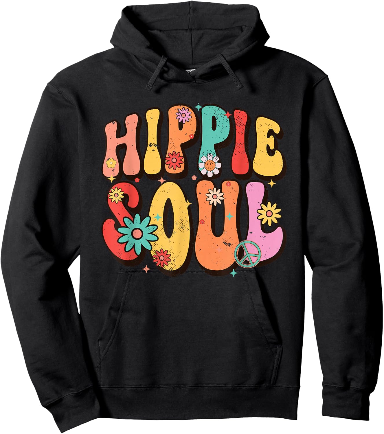 Hippie Soul Groovy Flowers Vintage Hippies Hippie Hoodie - Hoodie | Black
