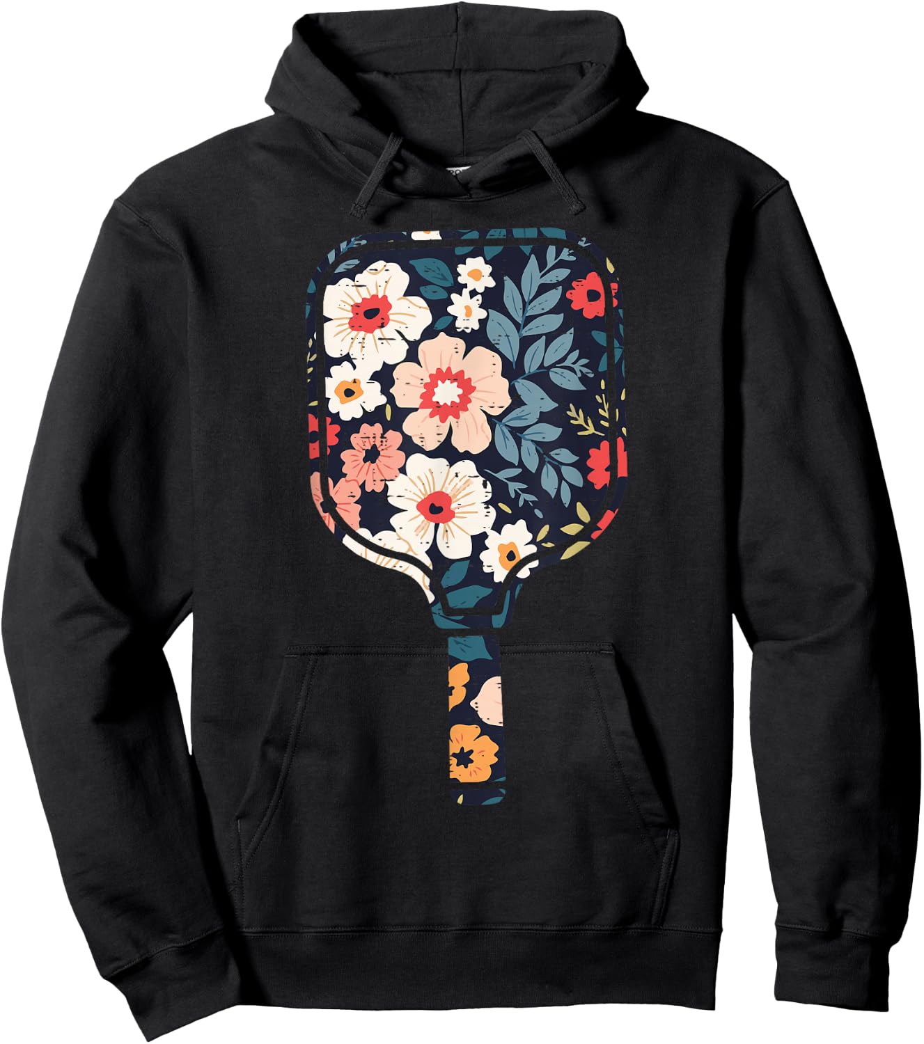 Pickle Ball Paddle Flowers Pickleball Racket Women Girls Kid Hoodie - Hoodie | Black