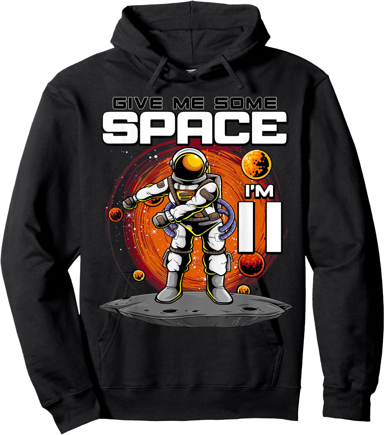 11th Birthday Astronaut Give Me Some Space I'm 11 Years Old Hoodie - Hoodie | Black