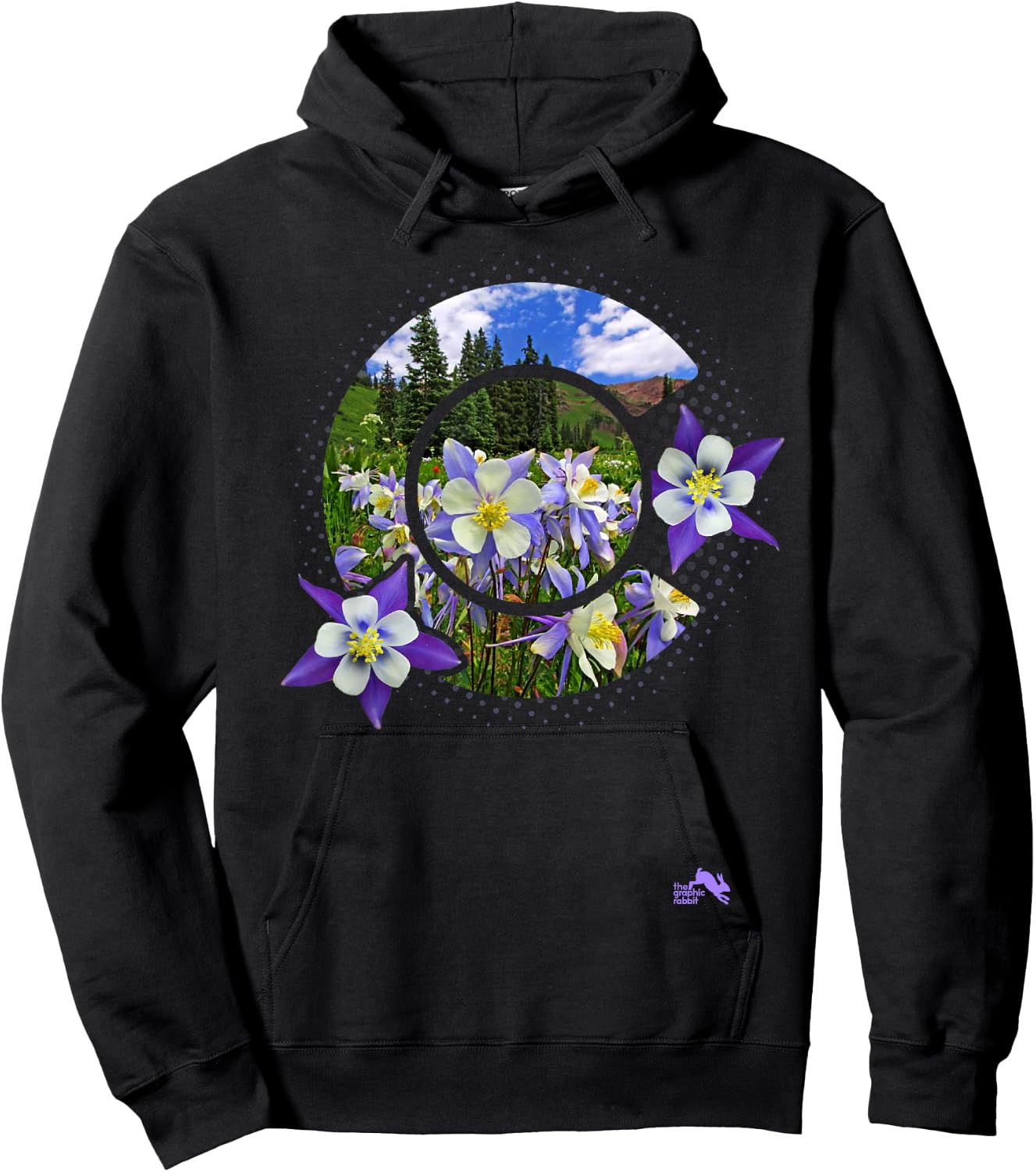 Colorado Columbine Flower - Rocky Mountain Wildflower Hoodie - Hoodie | Black