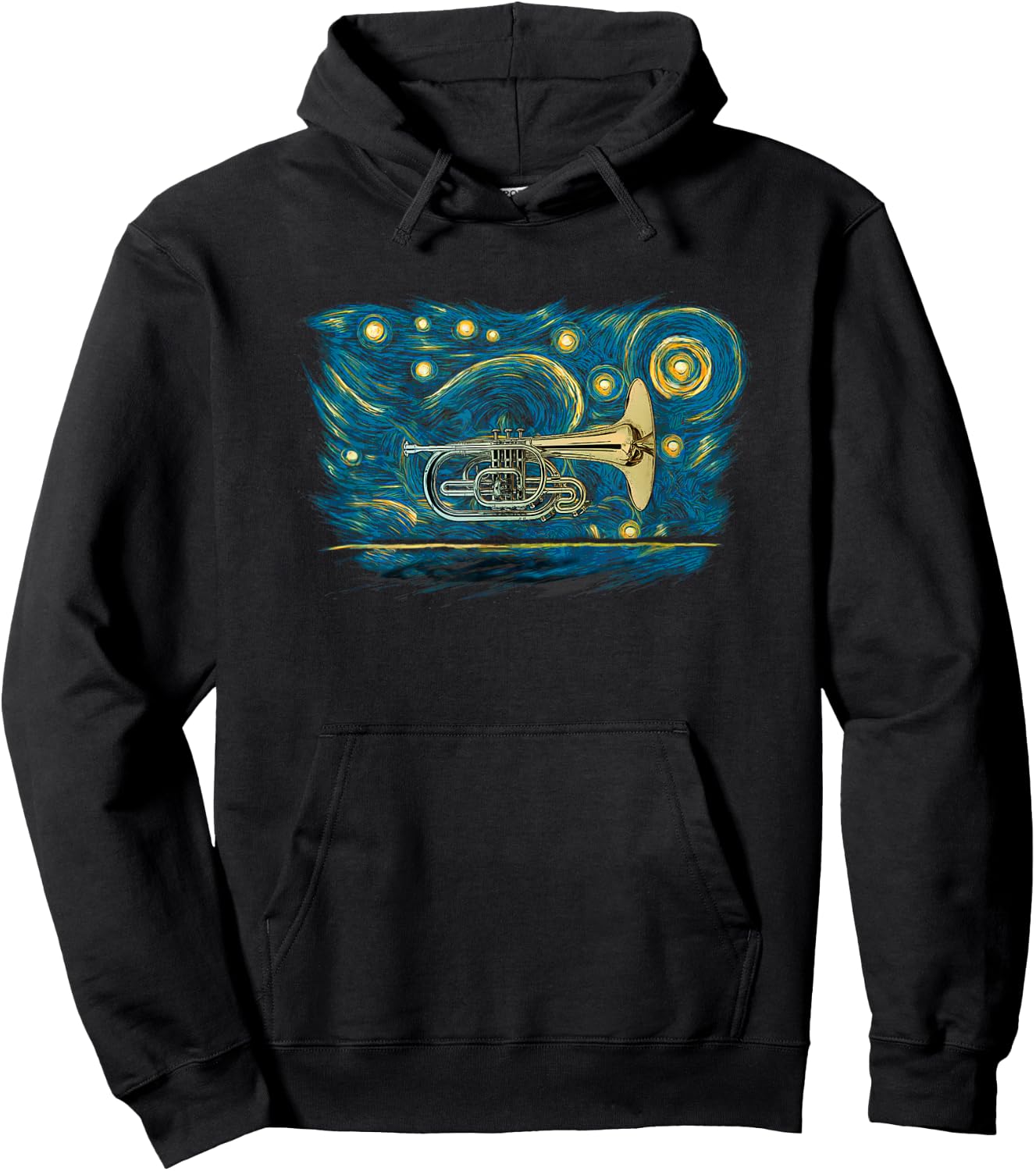 Retro Vintage Style Mellophone Hoodie - Hoodie | Black