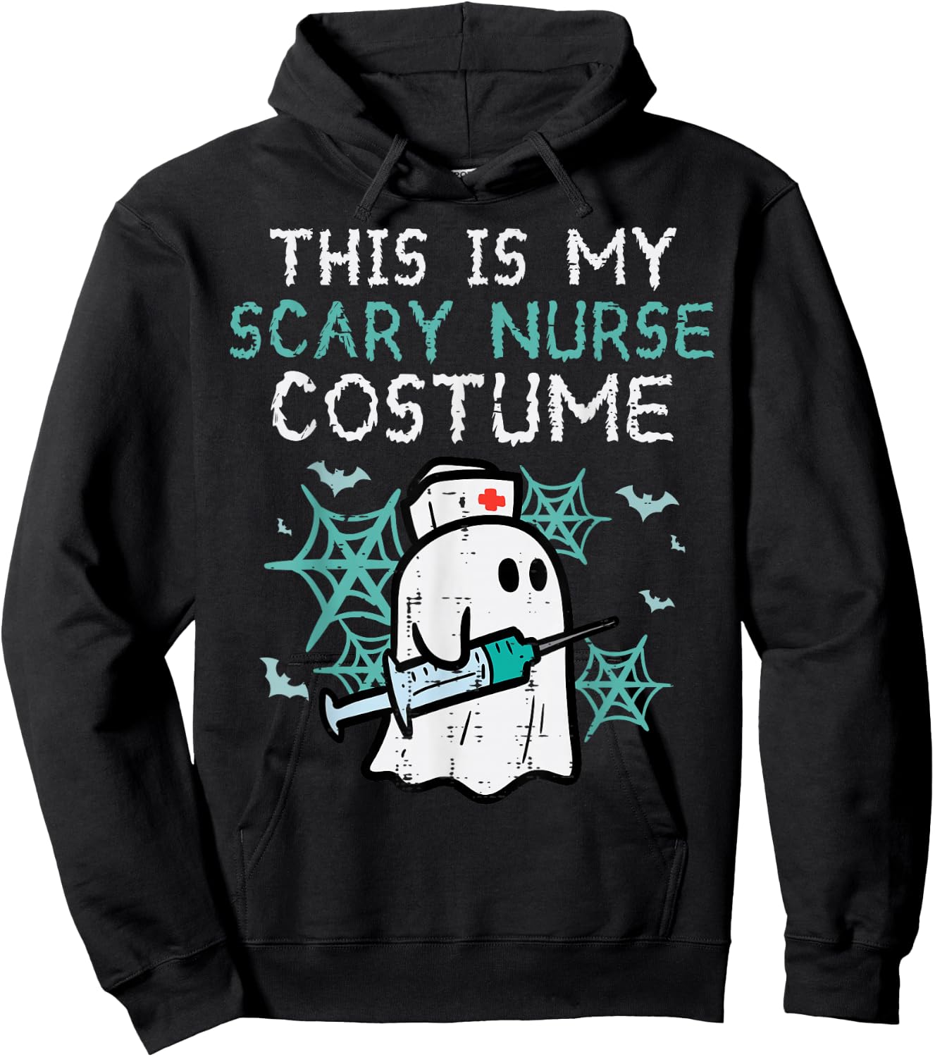 Halloween My Scary Nurse Costume Funny Ghost Scrub Top Women Hoodie - Hoodie | Black