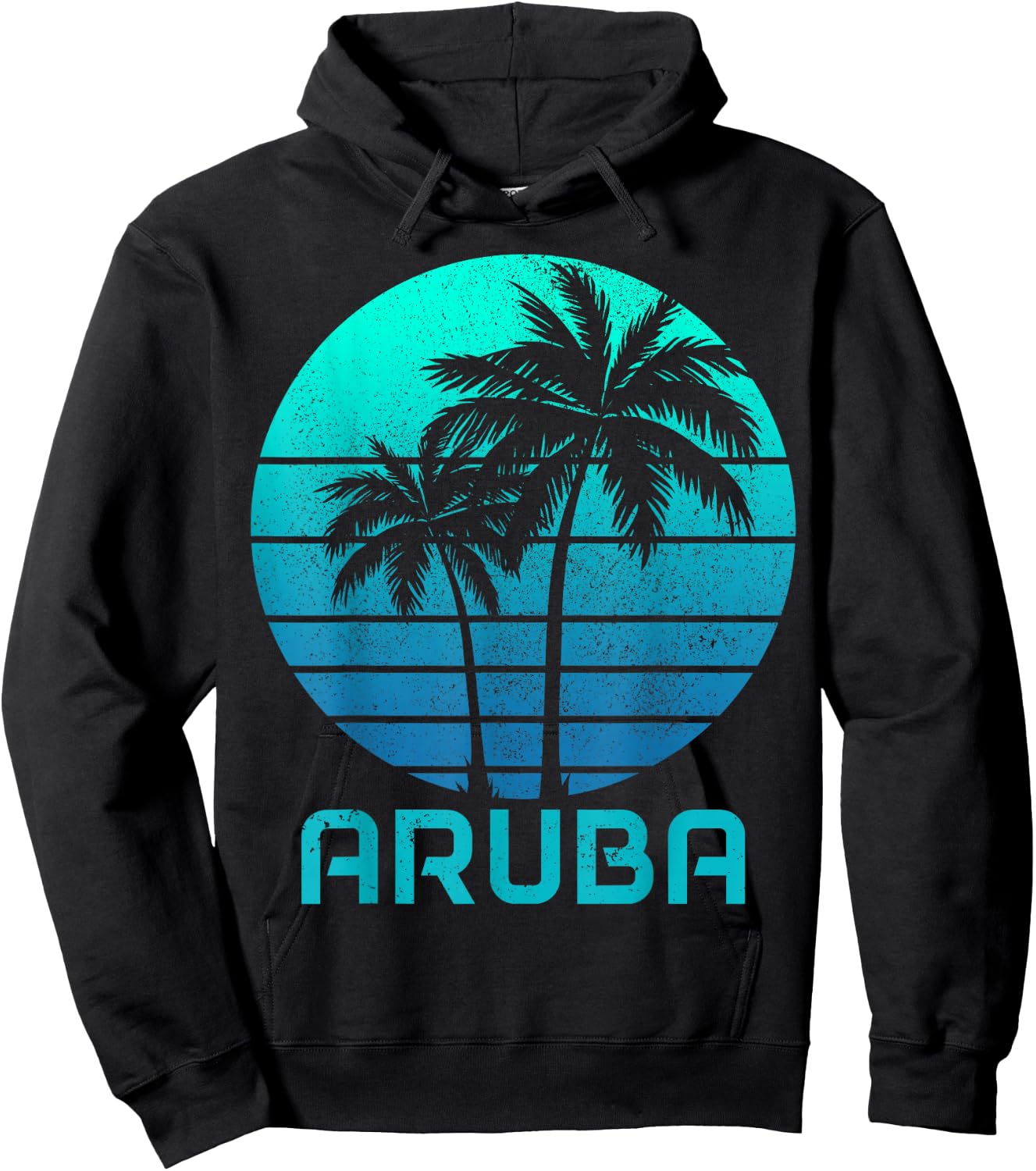 Aruba Vintage Souvenir Pride Palm Trees Surfer Beach Hoodie - Hoodie | Black