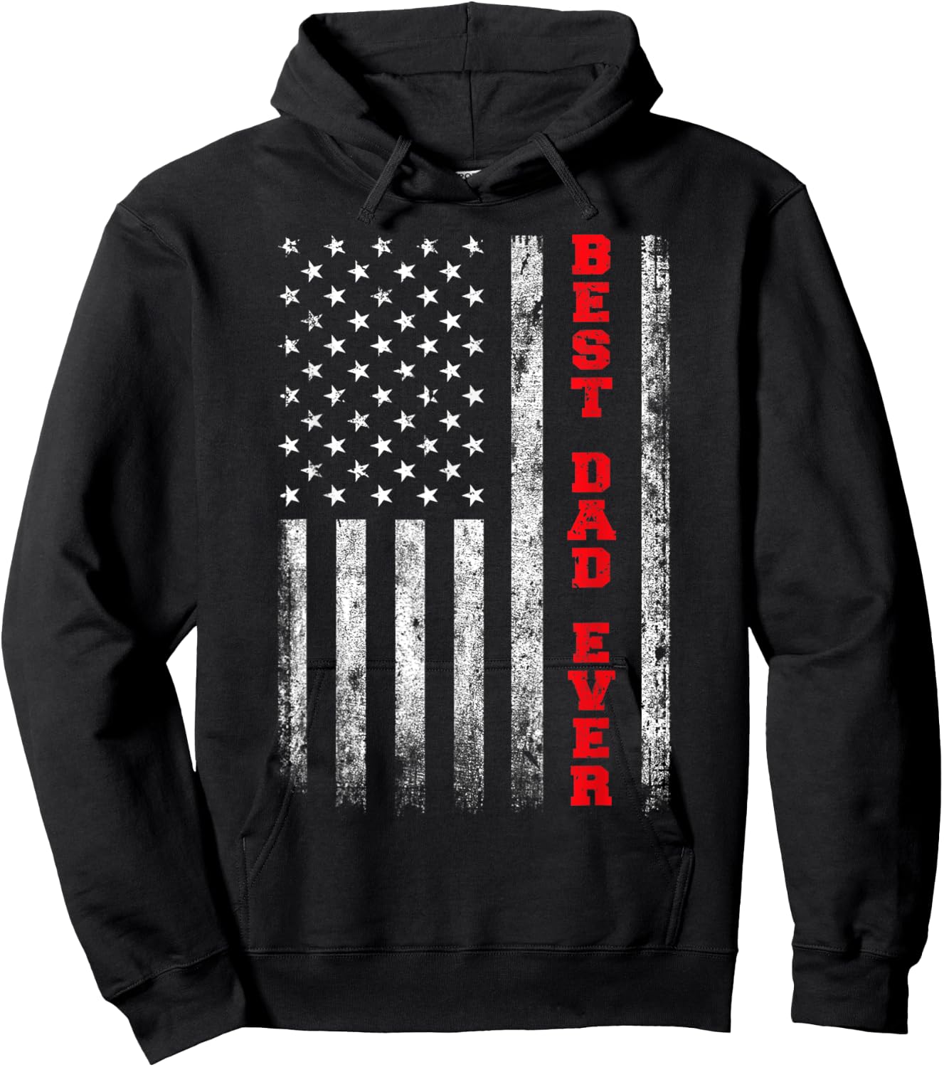 Vintage Best Dad Ever American Flag Proud Dad Father Gifts Hoodie - Hoodie | Black