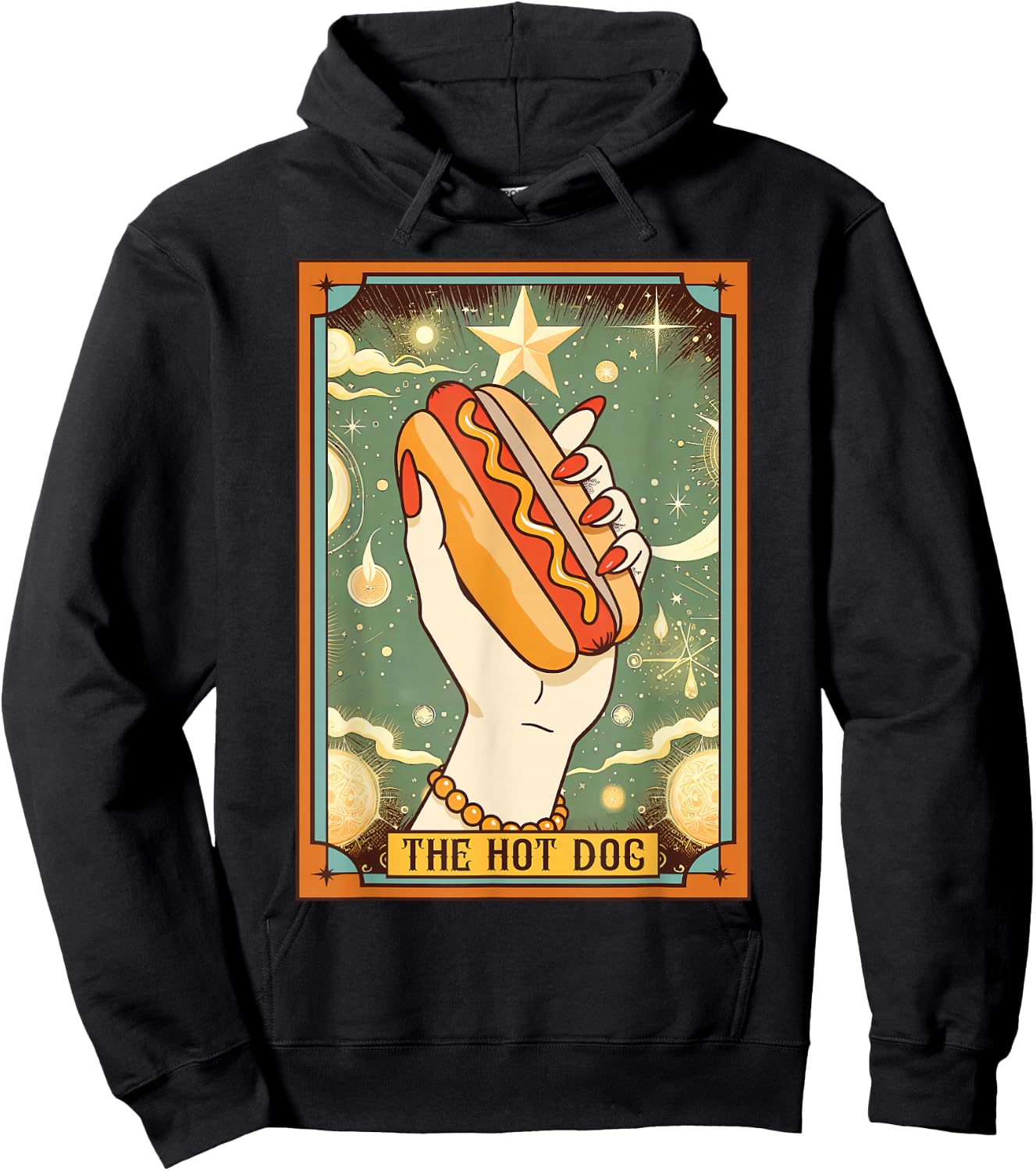 Hot Dog Bun Lover Foodie Food Lover The Hot Dog Tarot Card Hoodie - Hoodie | Black