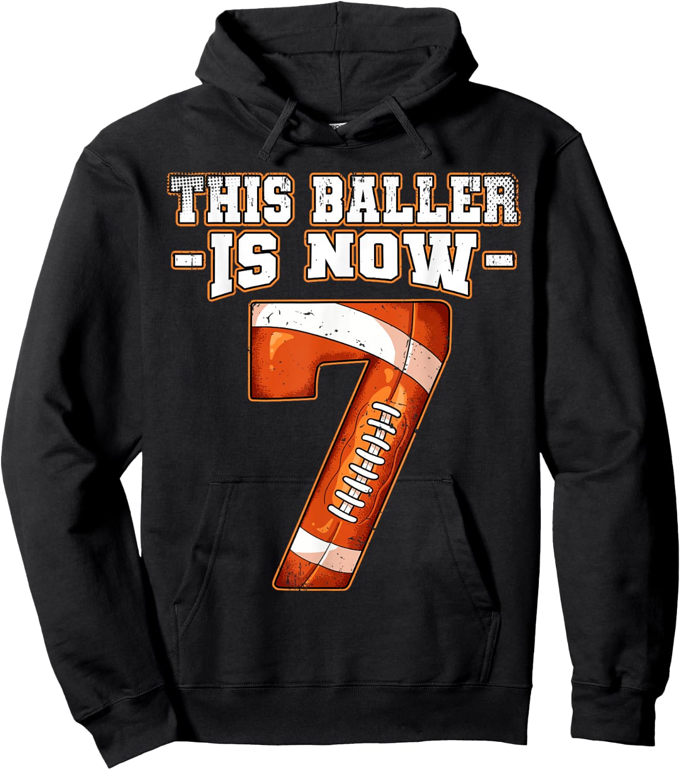7th Birthday Football Hoodie - Hoodie | Black