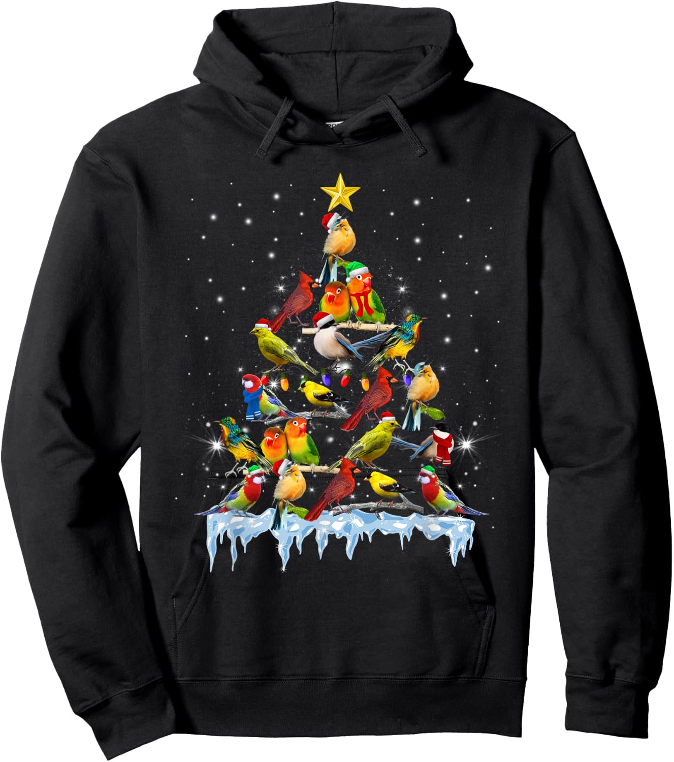 Parrot Christmas Tree Lights Funny Bird Lover Parrot Hoodie - Hoodie | Black