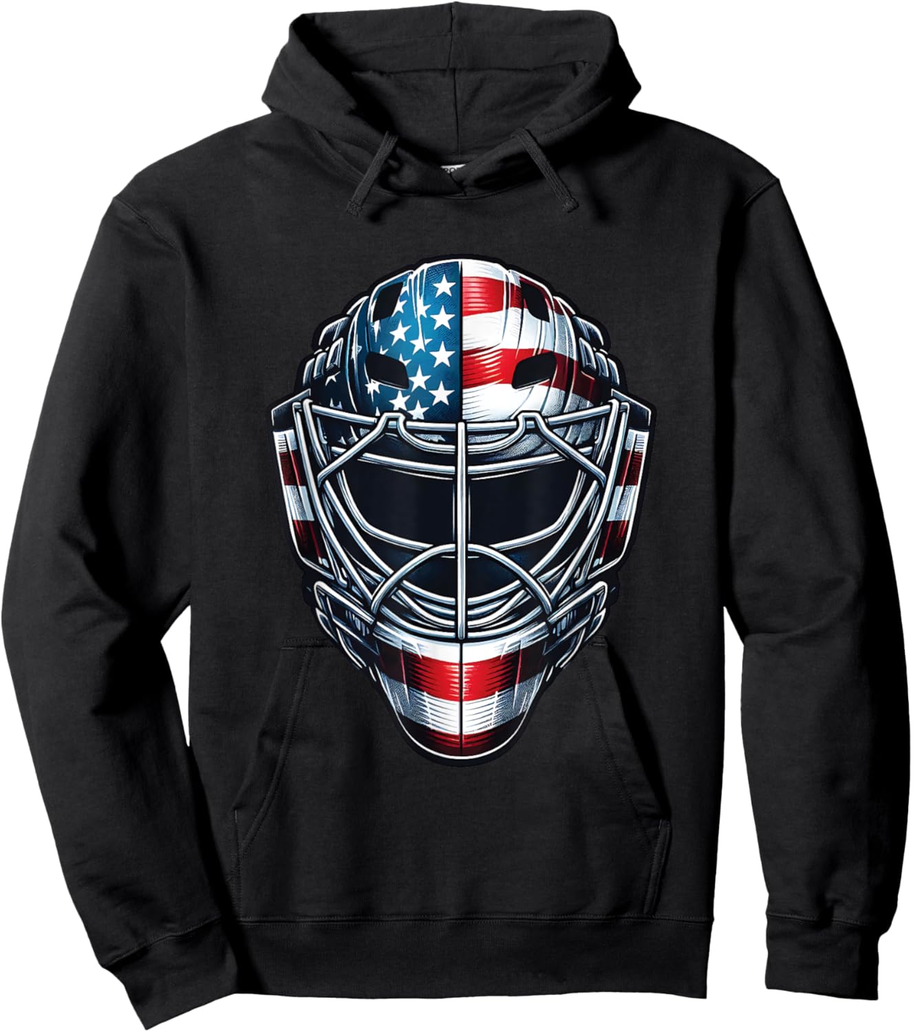 Hockey Goalie Mask 4th of July American Flag USA Fathers Day Hoodie - Hoodie | Black