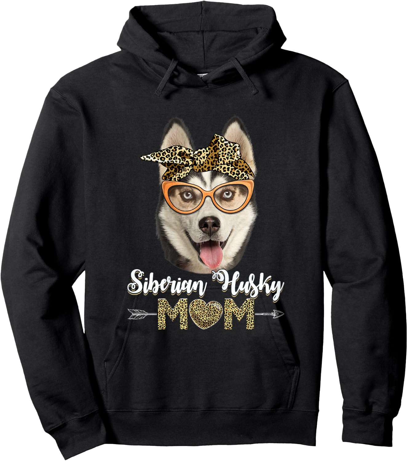 Cute Siberian Husky Mom Leopard Dog Mom Mother's Day Women Hoodie - Hoodie | Black